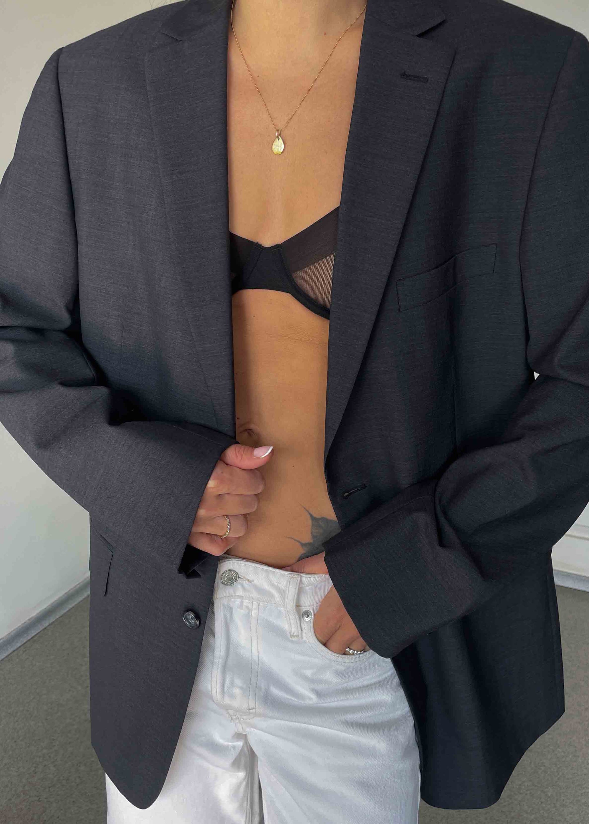 Vintage Grey Oversized Blazer