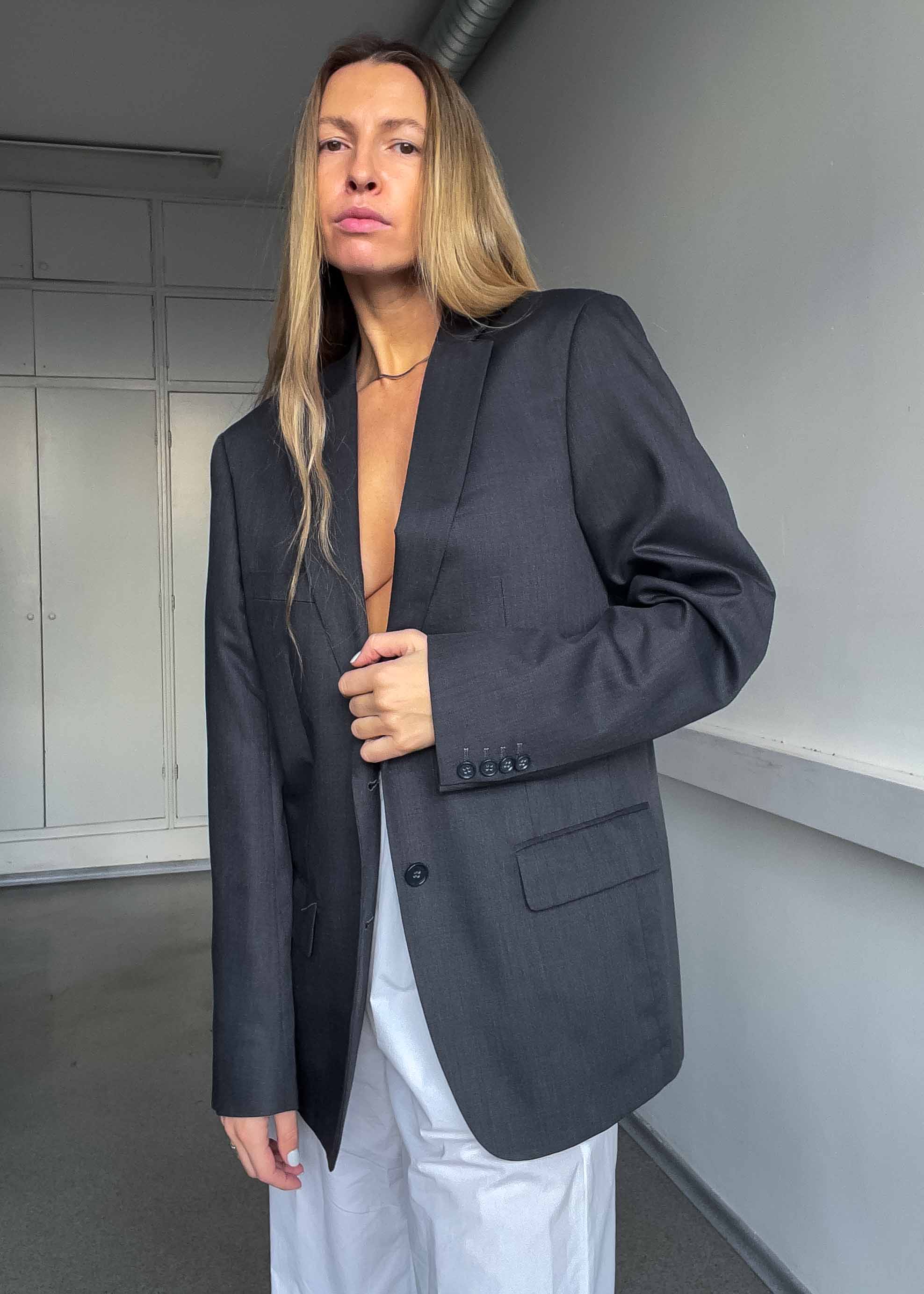 Vintage Grey Oversized Blazer