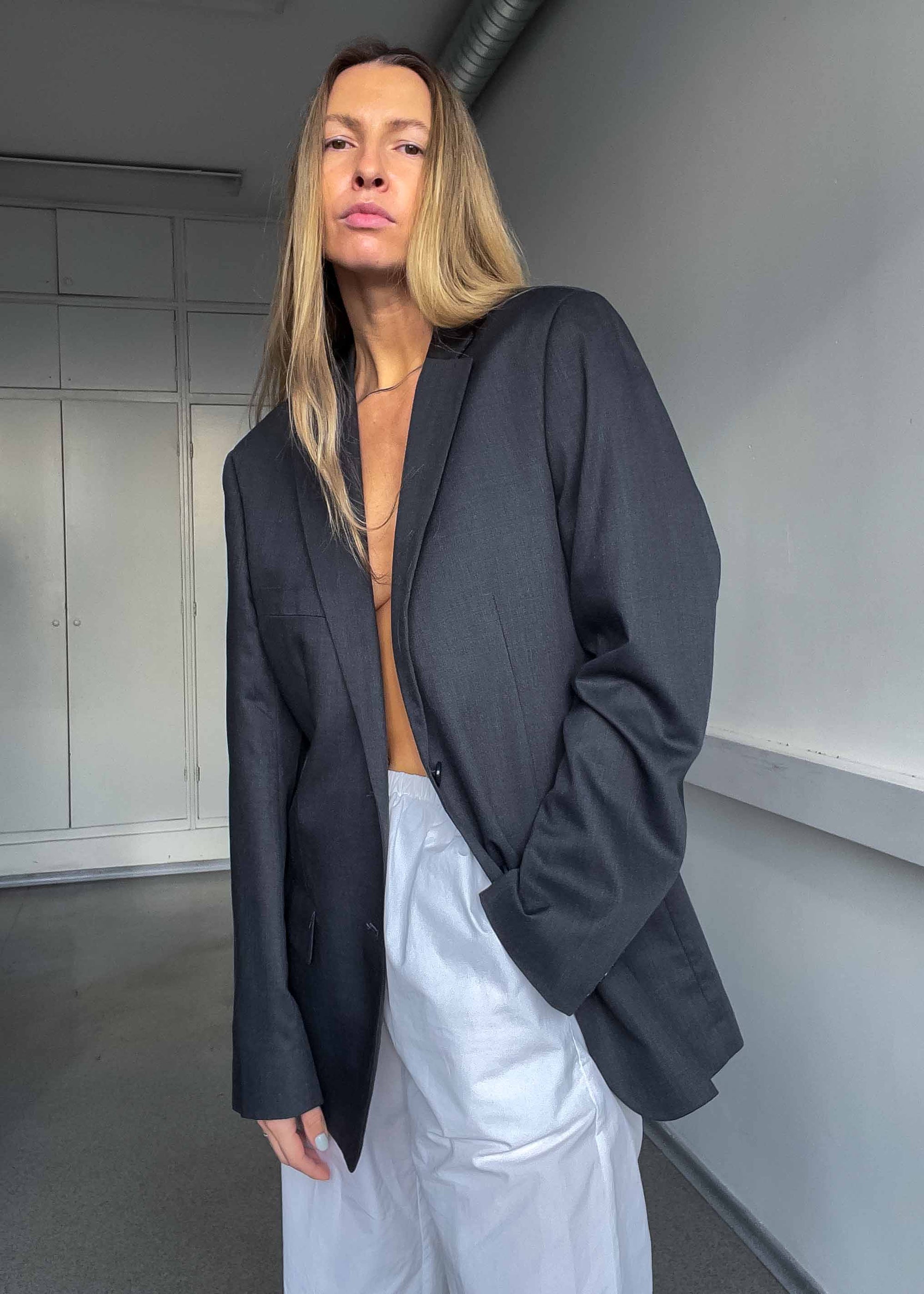 Vintage Grey Oversized Blazer