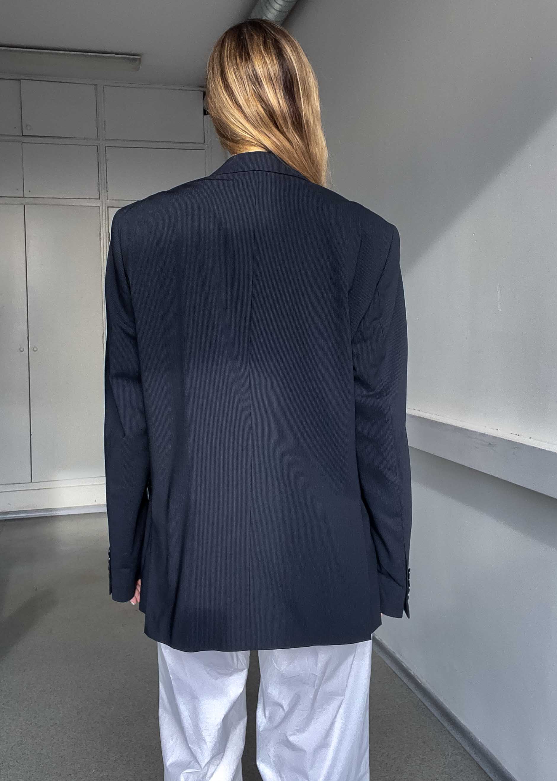 Vintage Black Striped Oversized Blazer