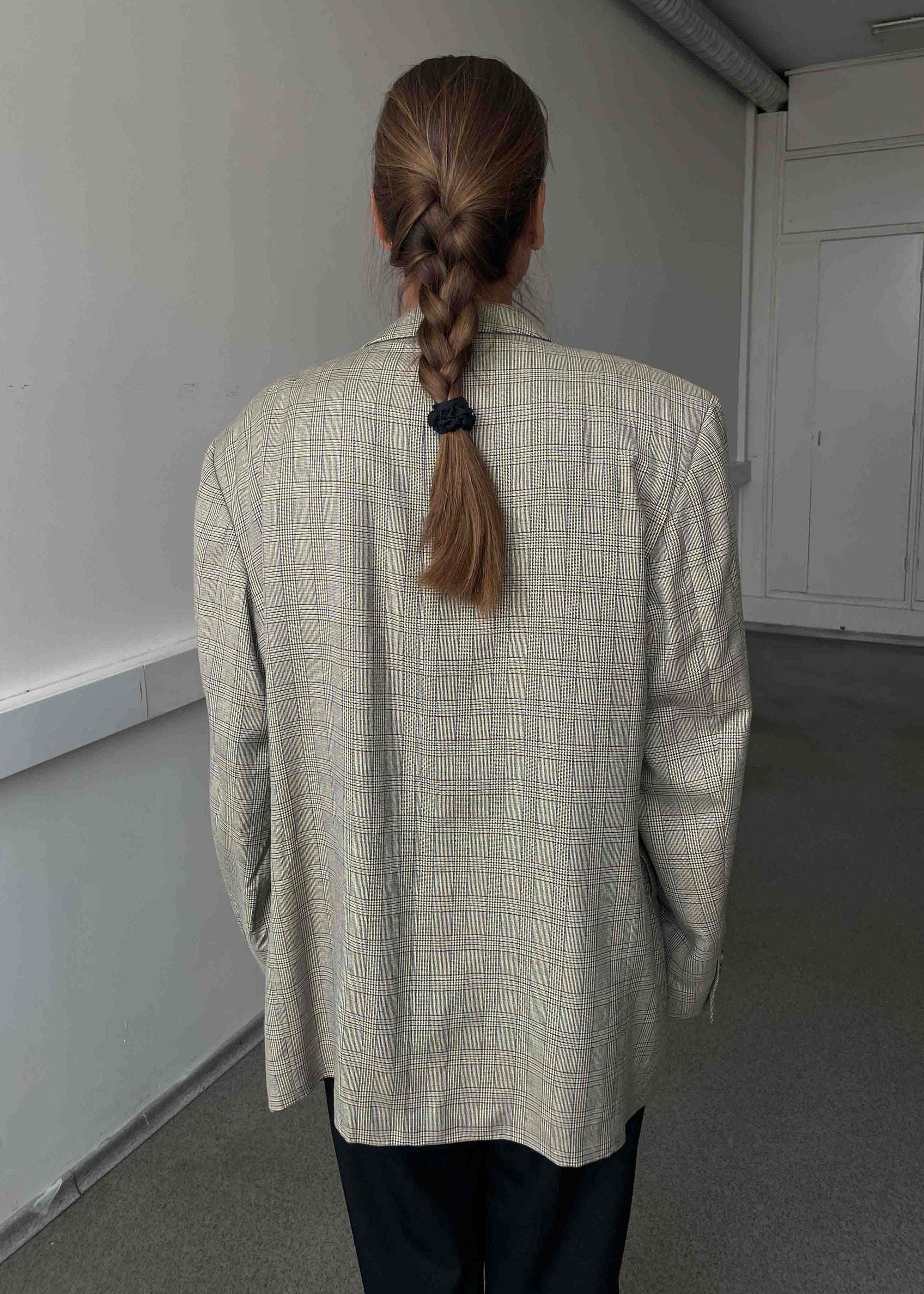 Vintage Multicoloured Checked Oversized Double Breasted Blazer