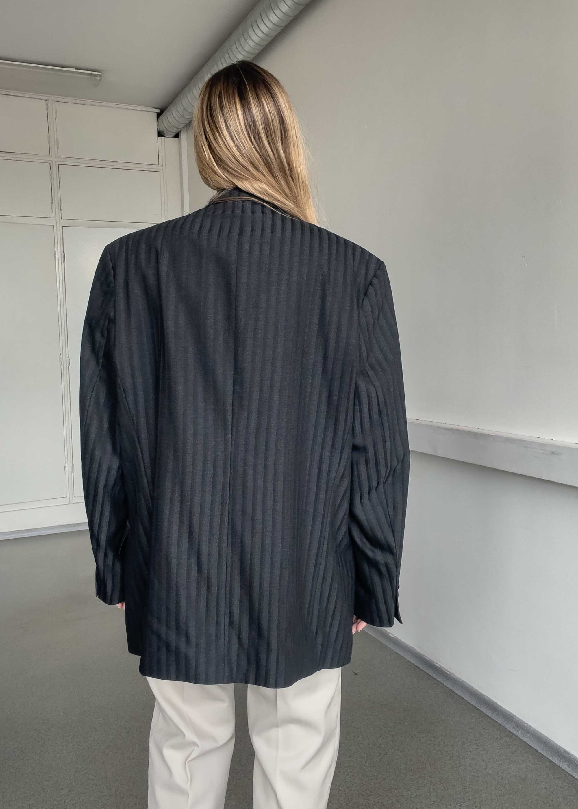 Vintage Black &Grey Oversized Double Breasted Blazer