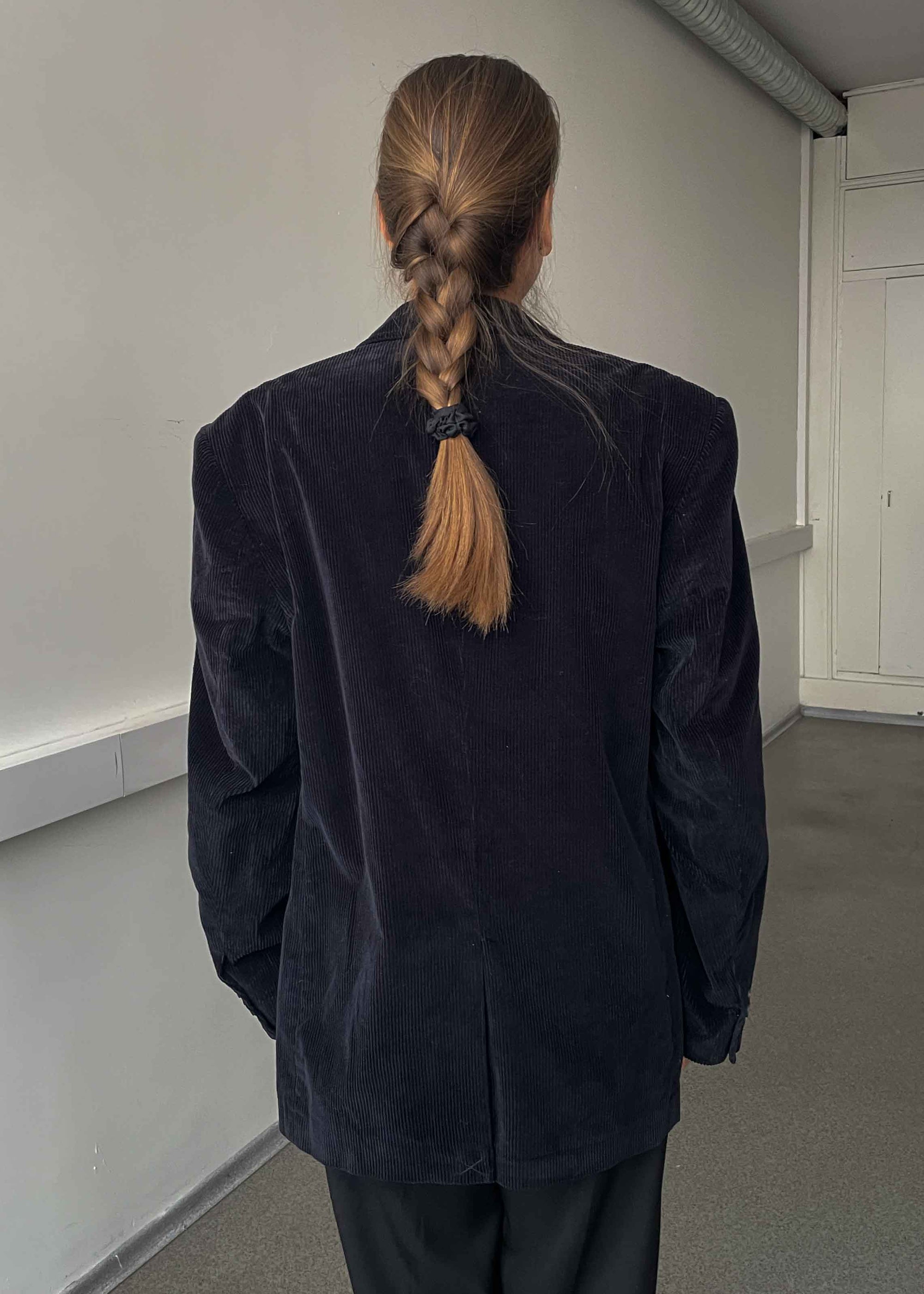 Vintage Navy Blue Oversized Corduroy Blazer