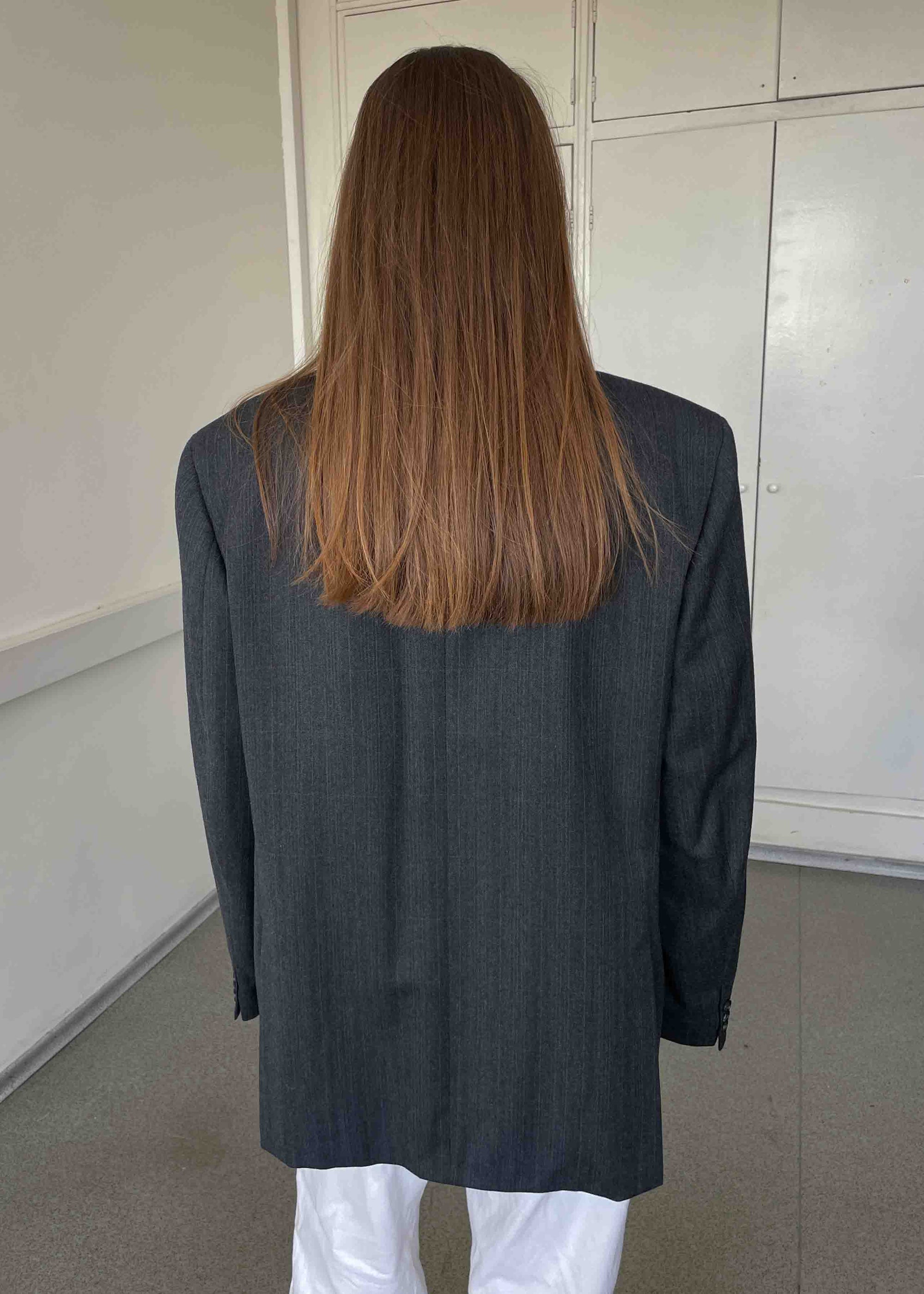 Vintage Grey Patterned Oversized Blazer