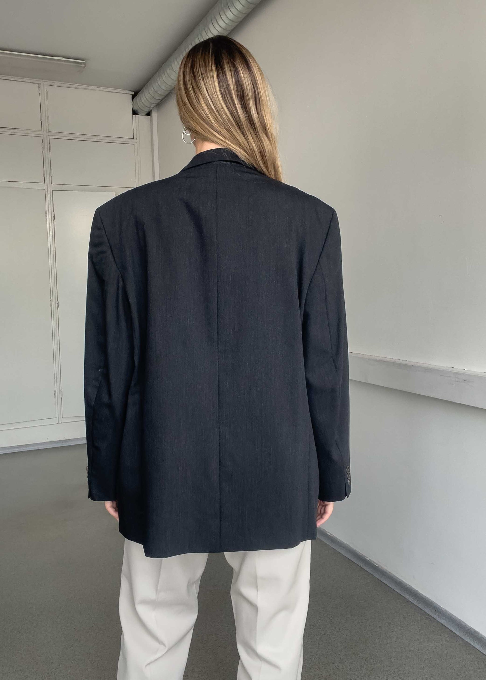 Vintage Grey Oversized Double Breasted Blazer