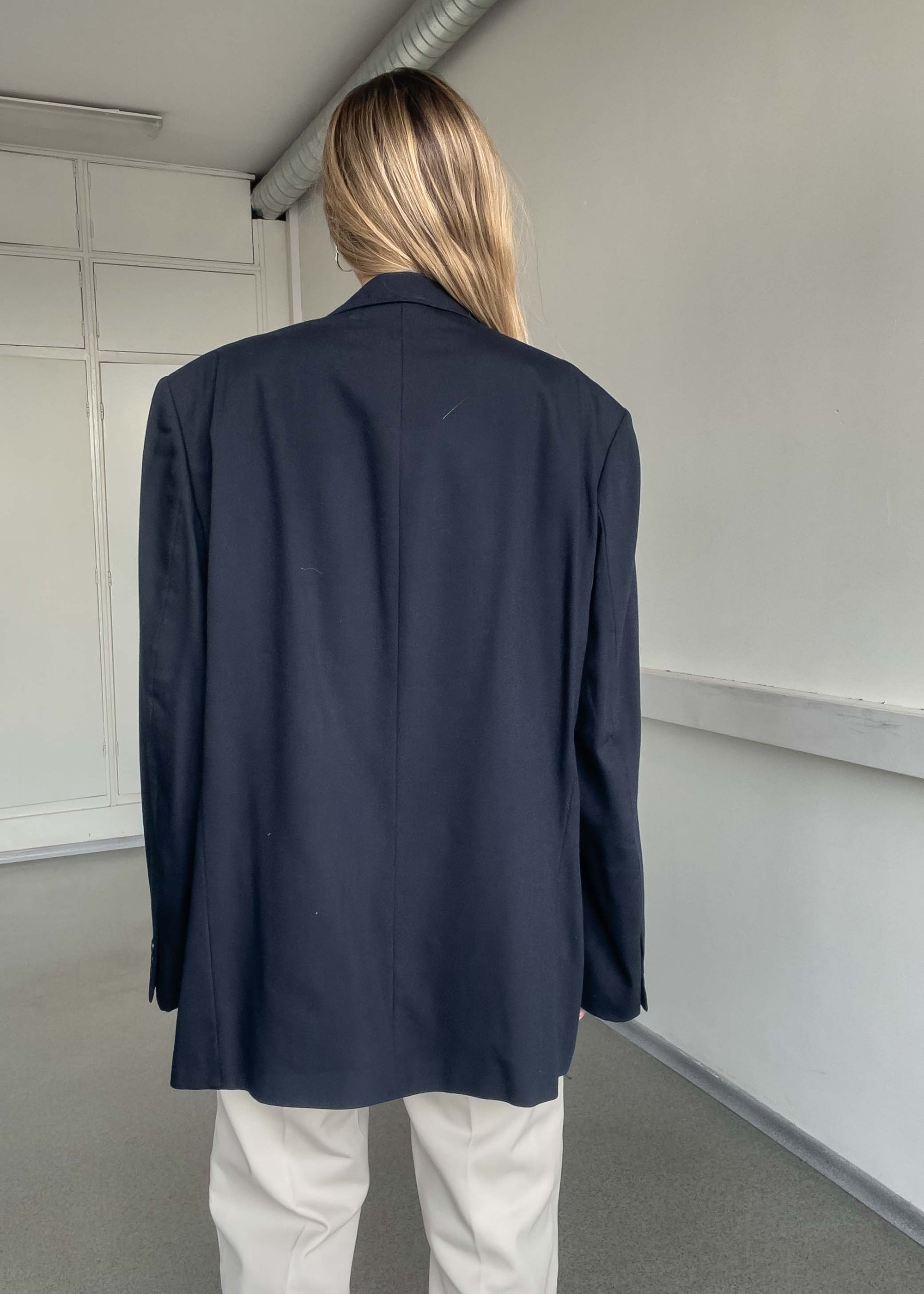 Vintage Blue Oversized Double Breasted Blazer