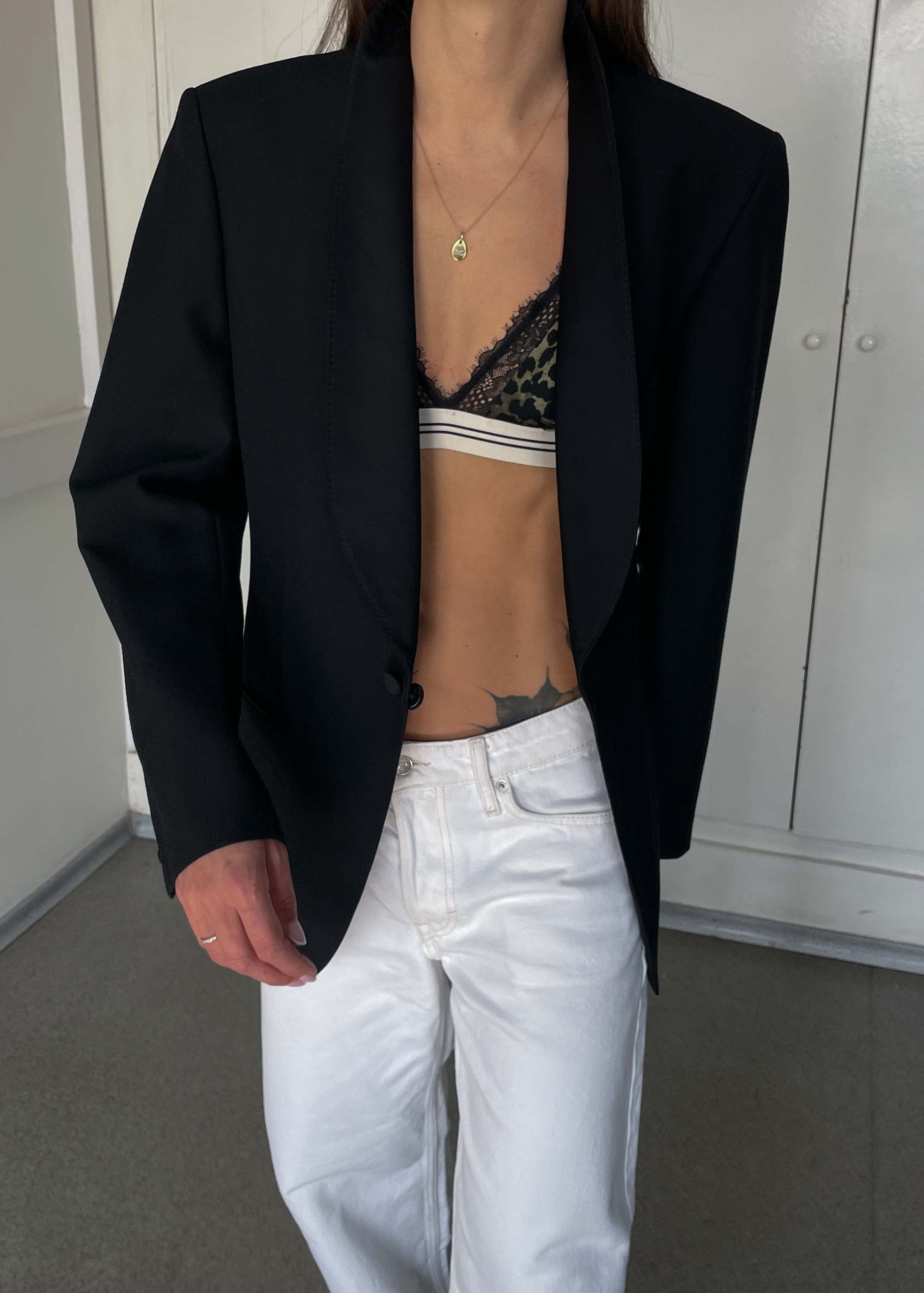 Vintage Black Smaller Fit Tuxedo Blazer