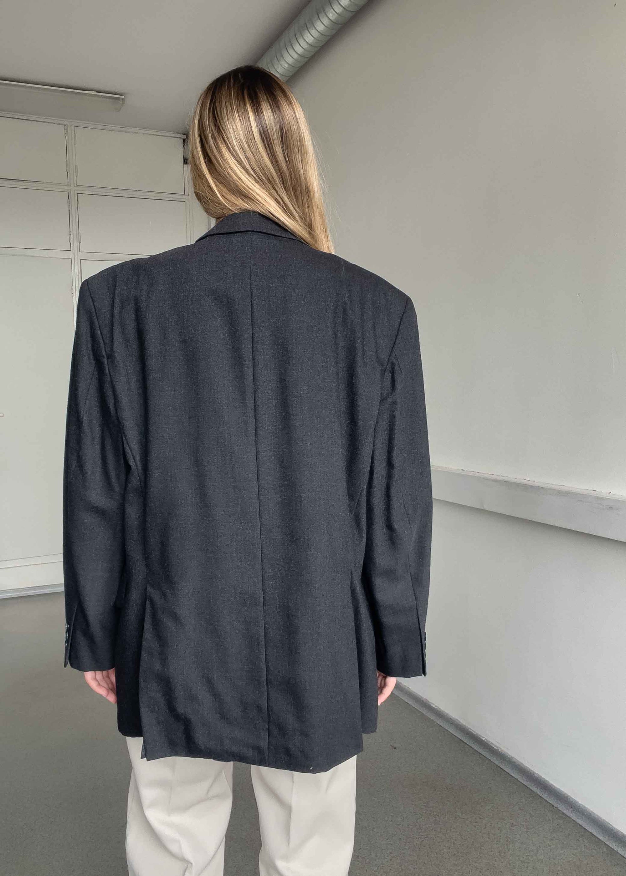 Vintage Grey Oversized Double Breasted Blazer