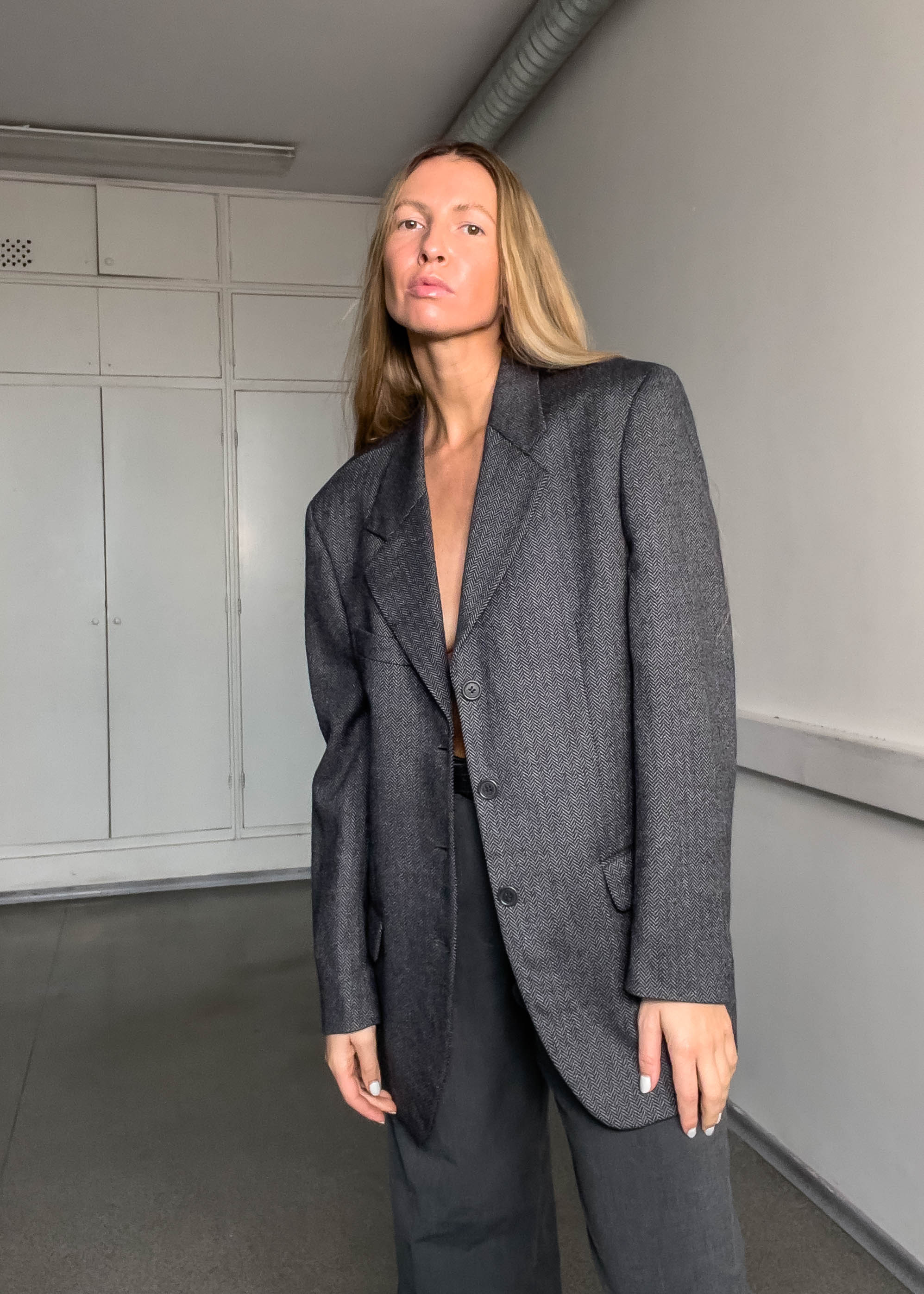 Vintage Grey Oversized Blazer