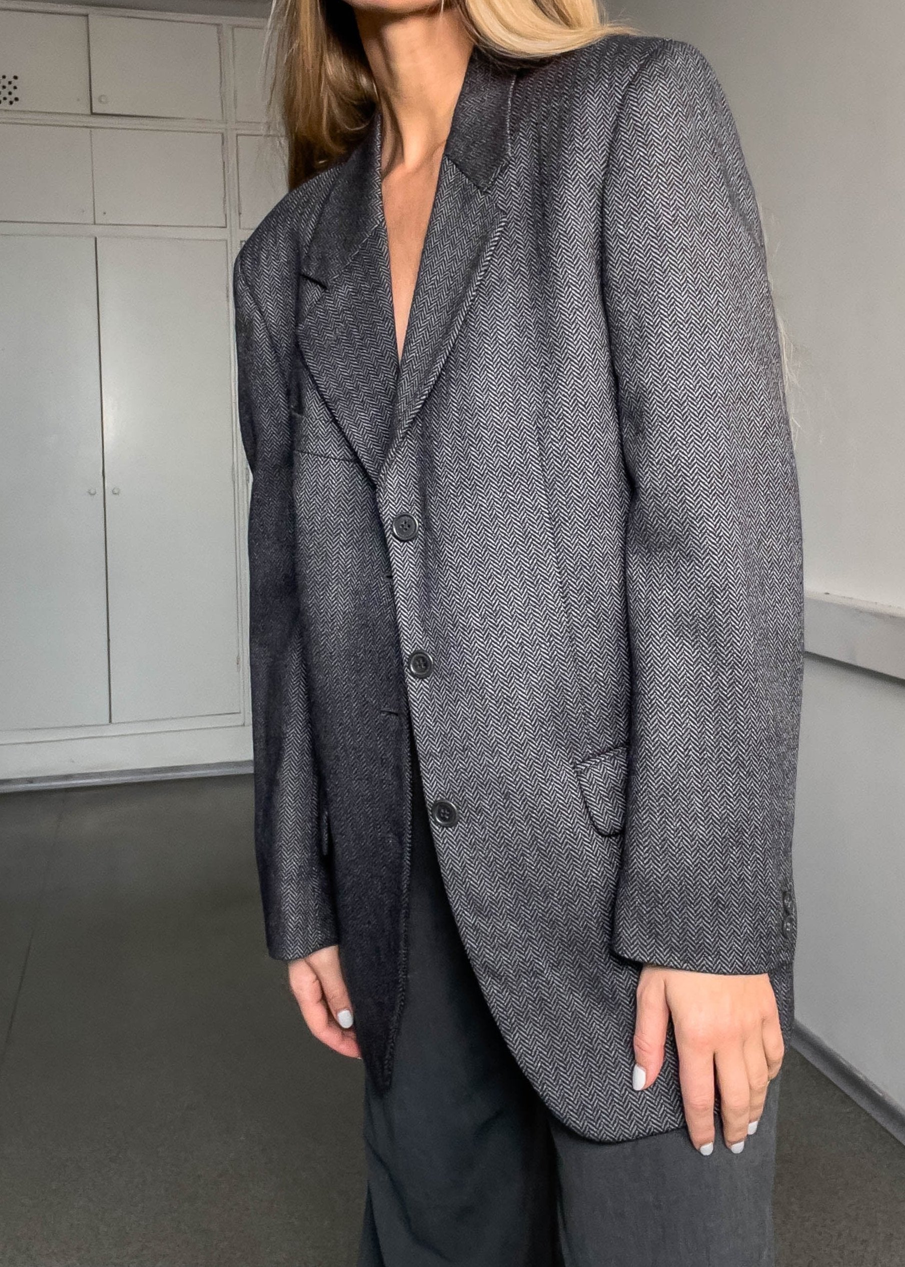Vintage Grey Oversized Blazer