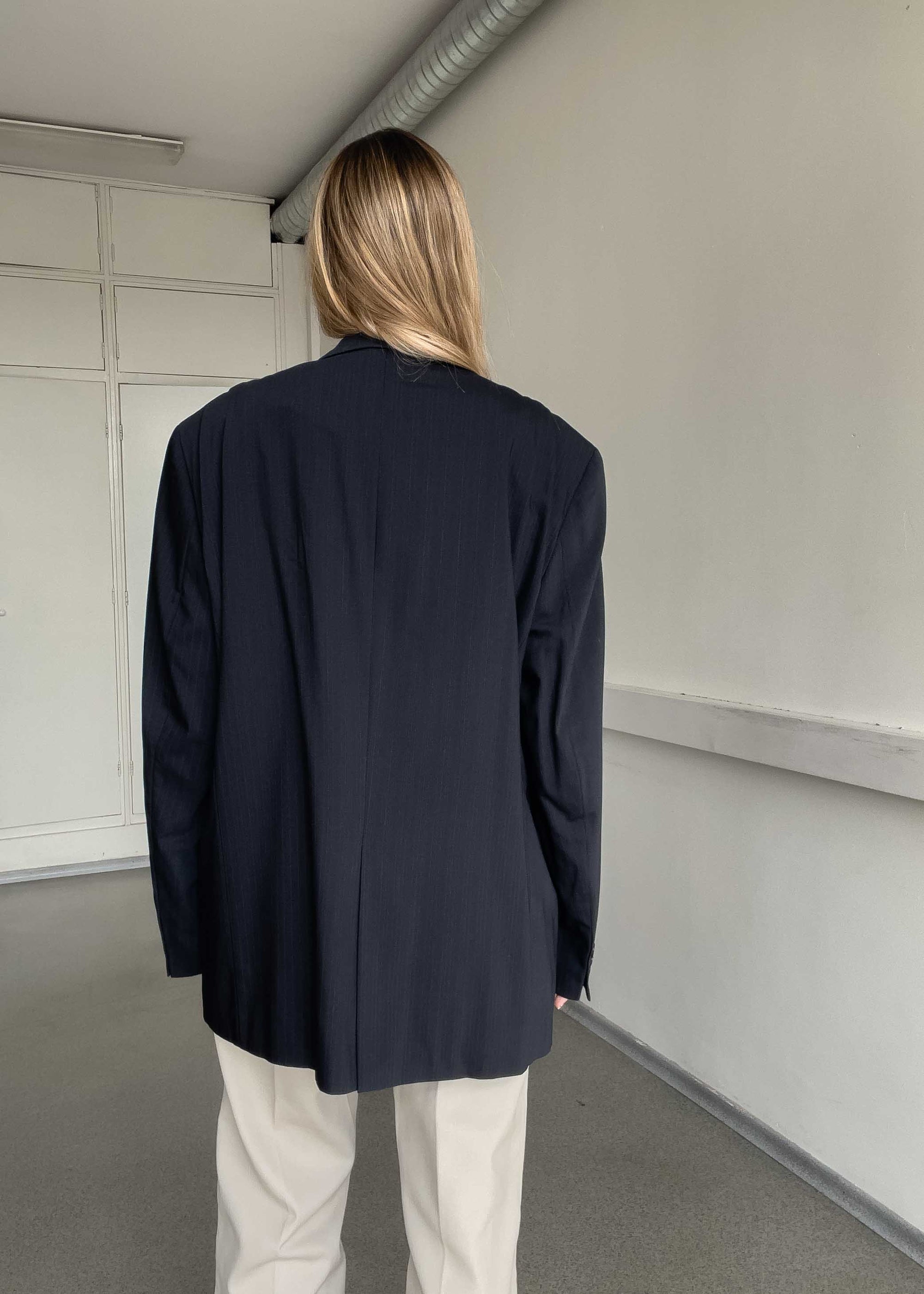 Vintage Blue Stripy Oversized Blazer