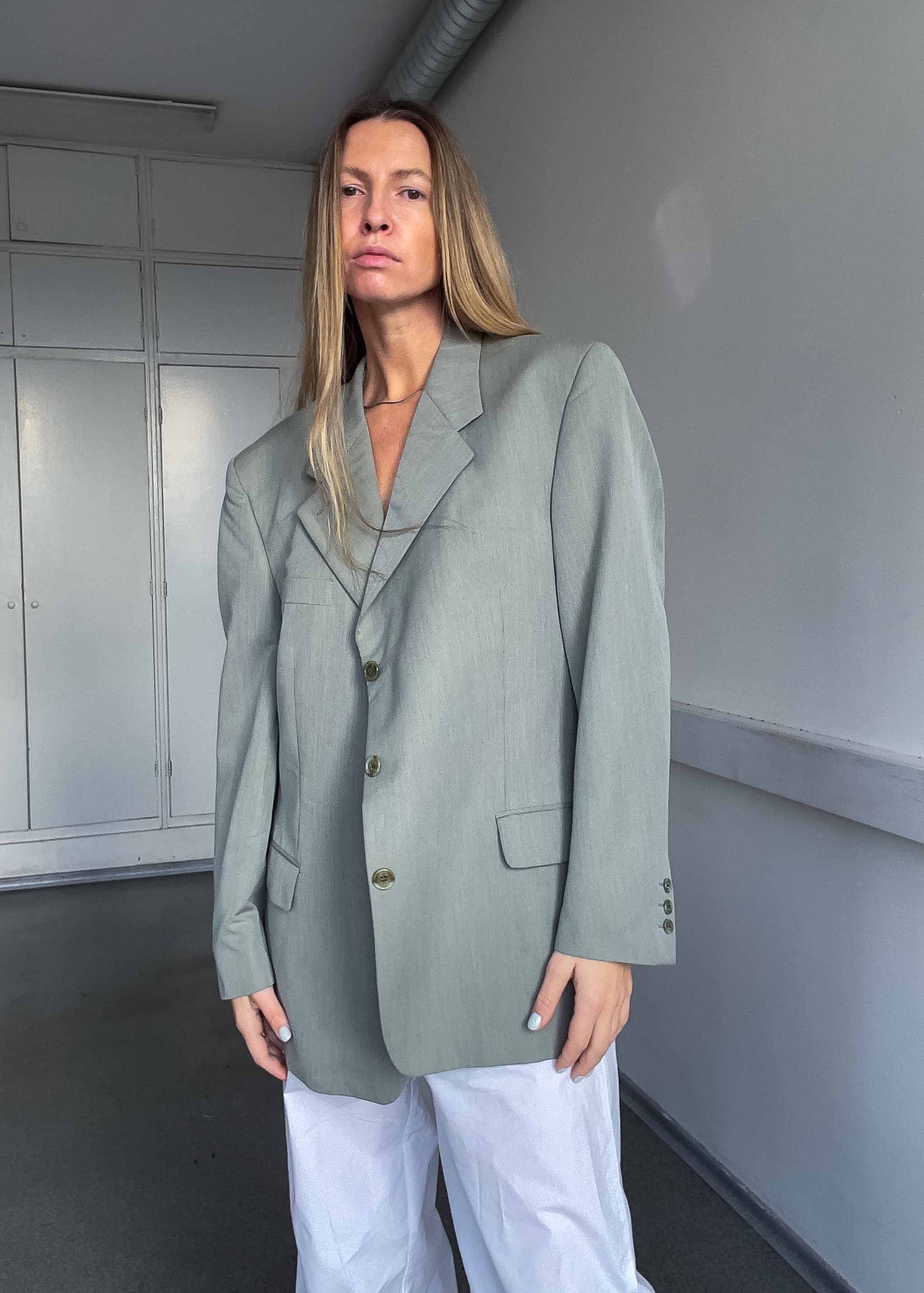 Vintage Light Green Oversized Blazer