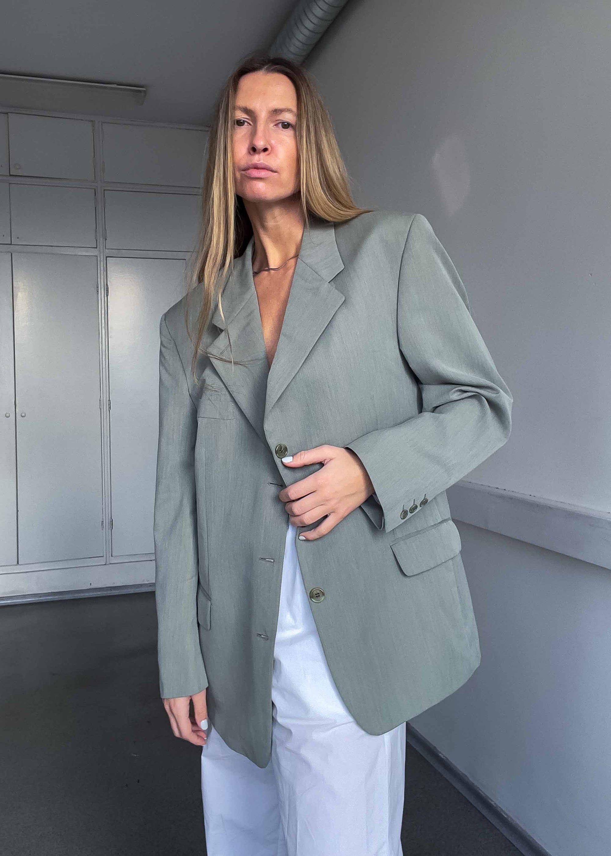 Vintage Light Green Oversized Blazer