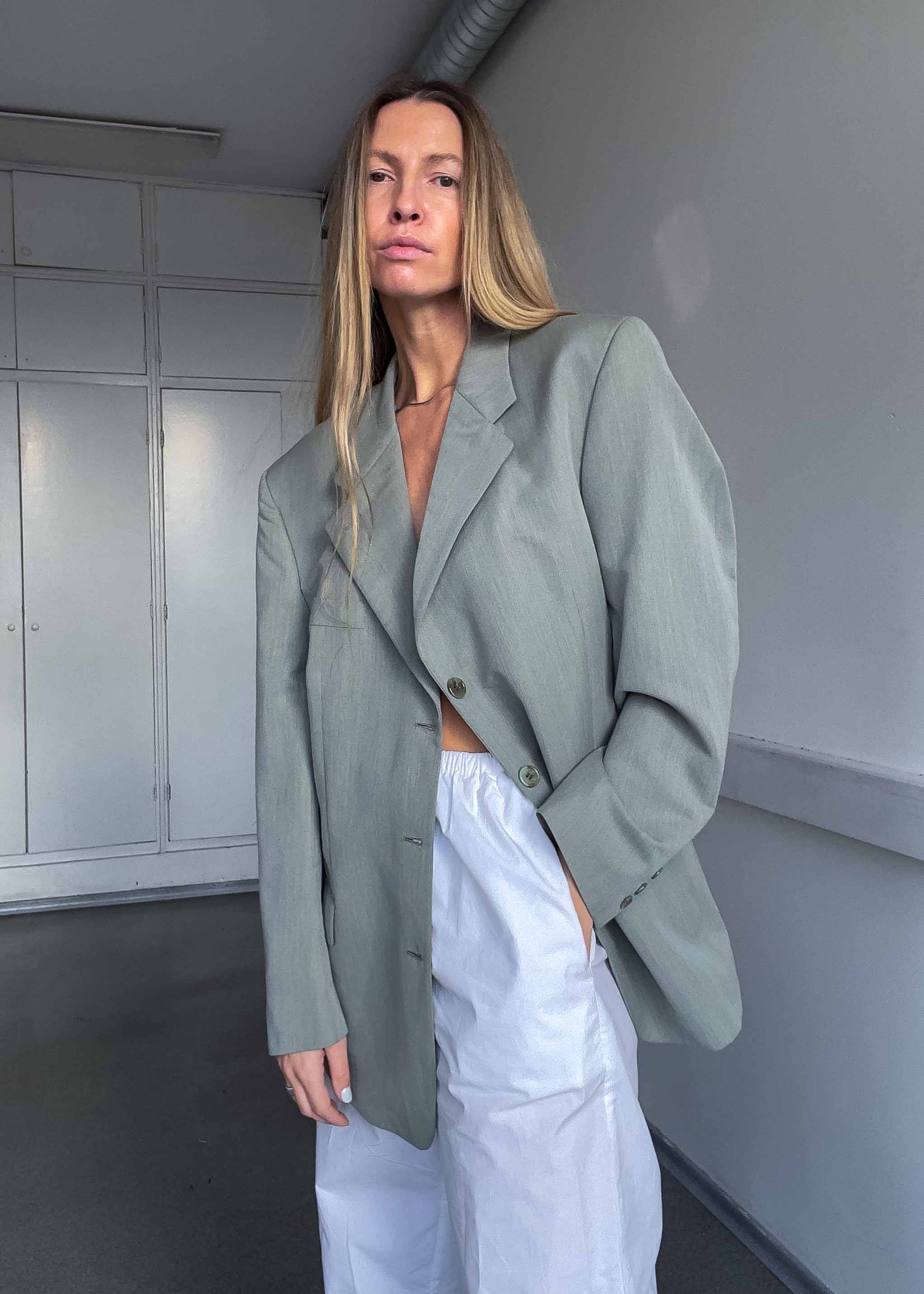Vintage Light Green Oversized Blazer