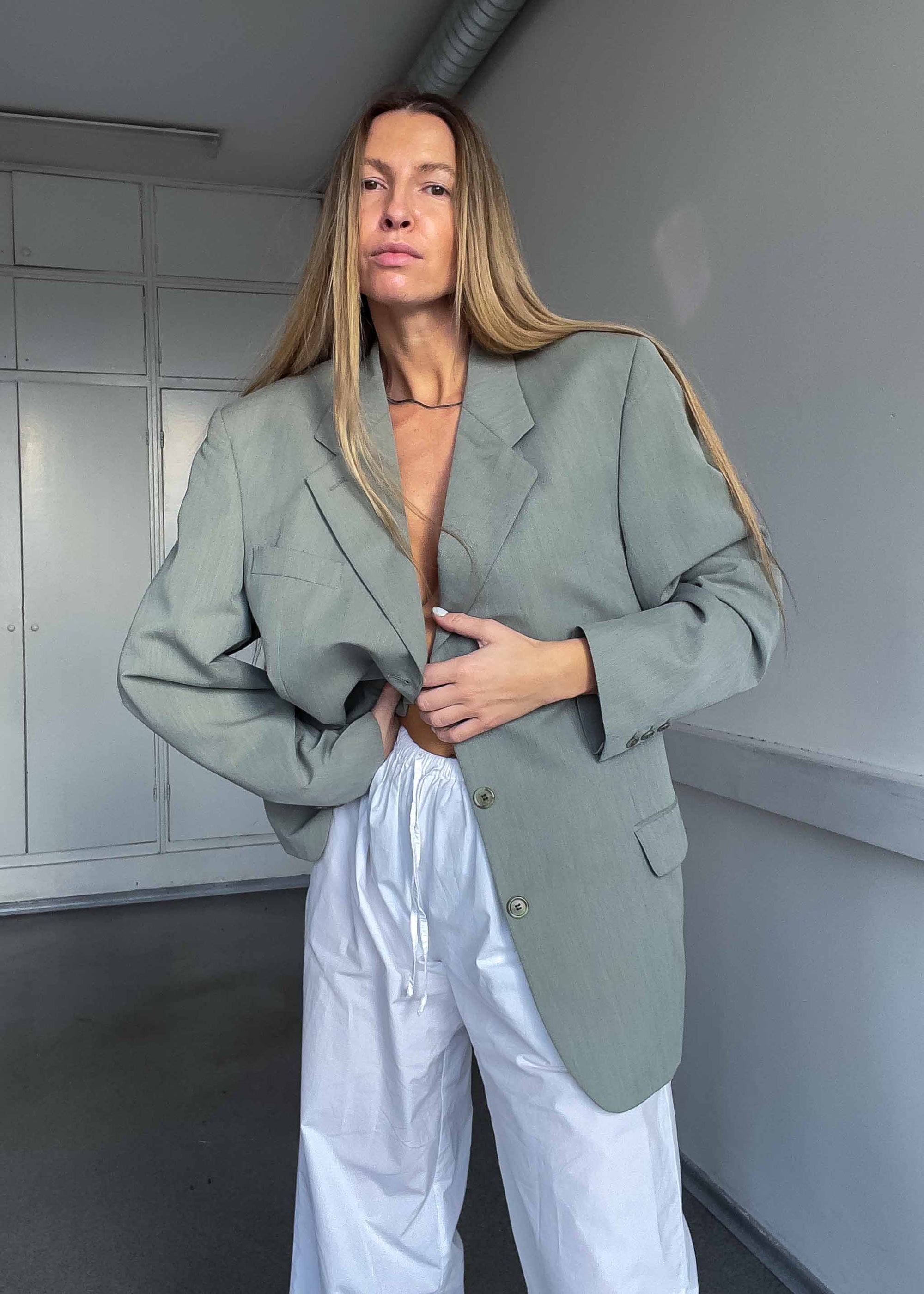 Vintage Light Green Oversized Blazer