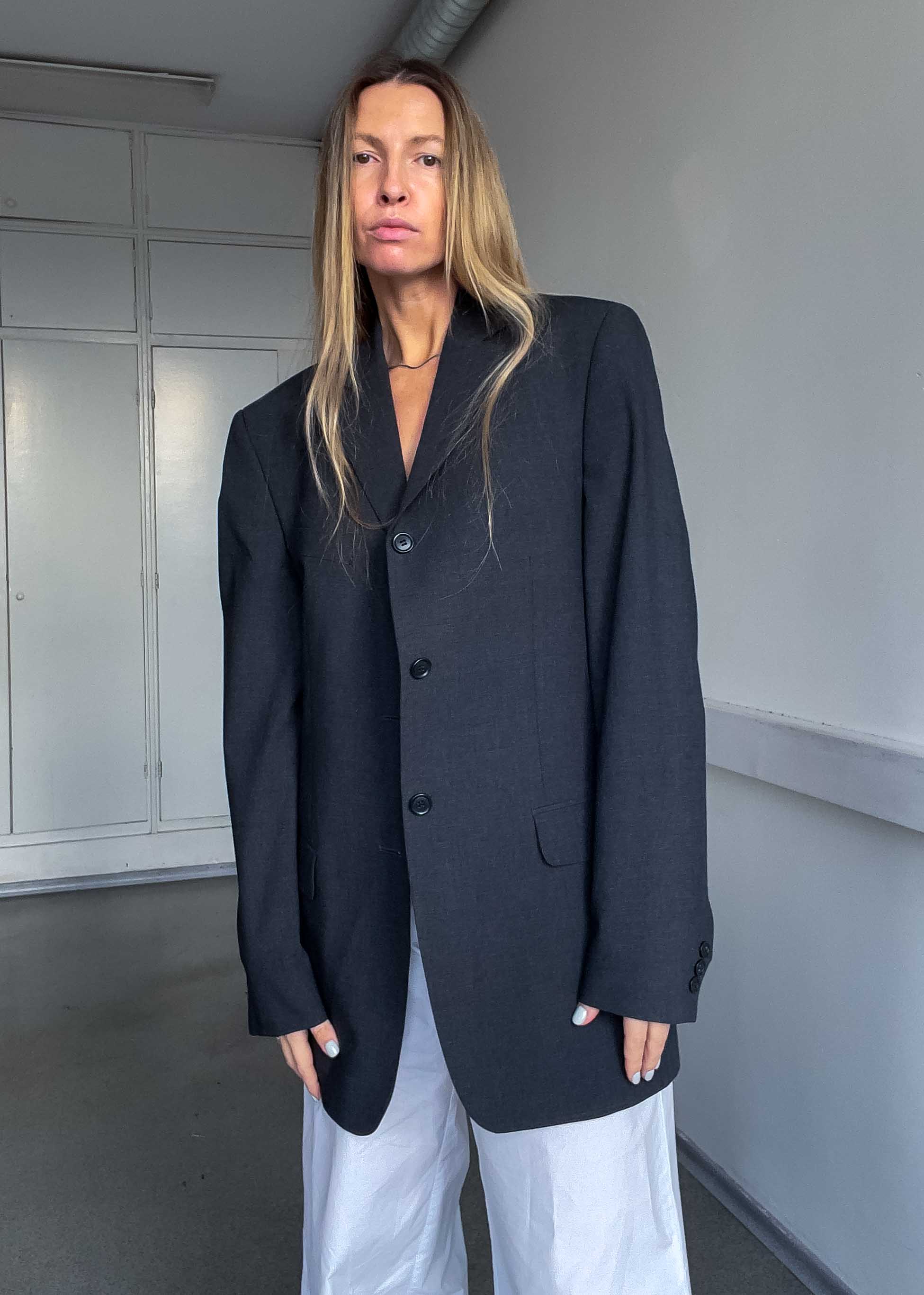 Vintage Dark Grey Oversized Blazer