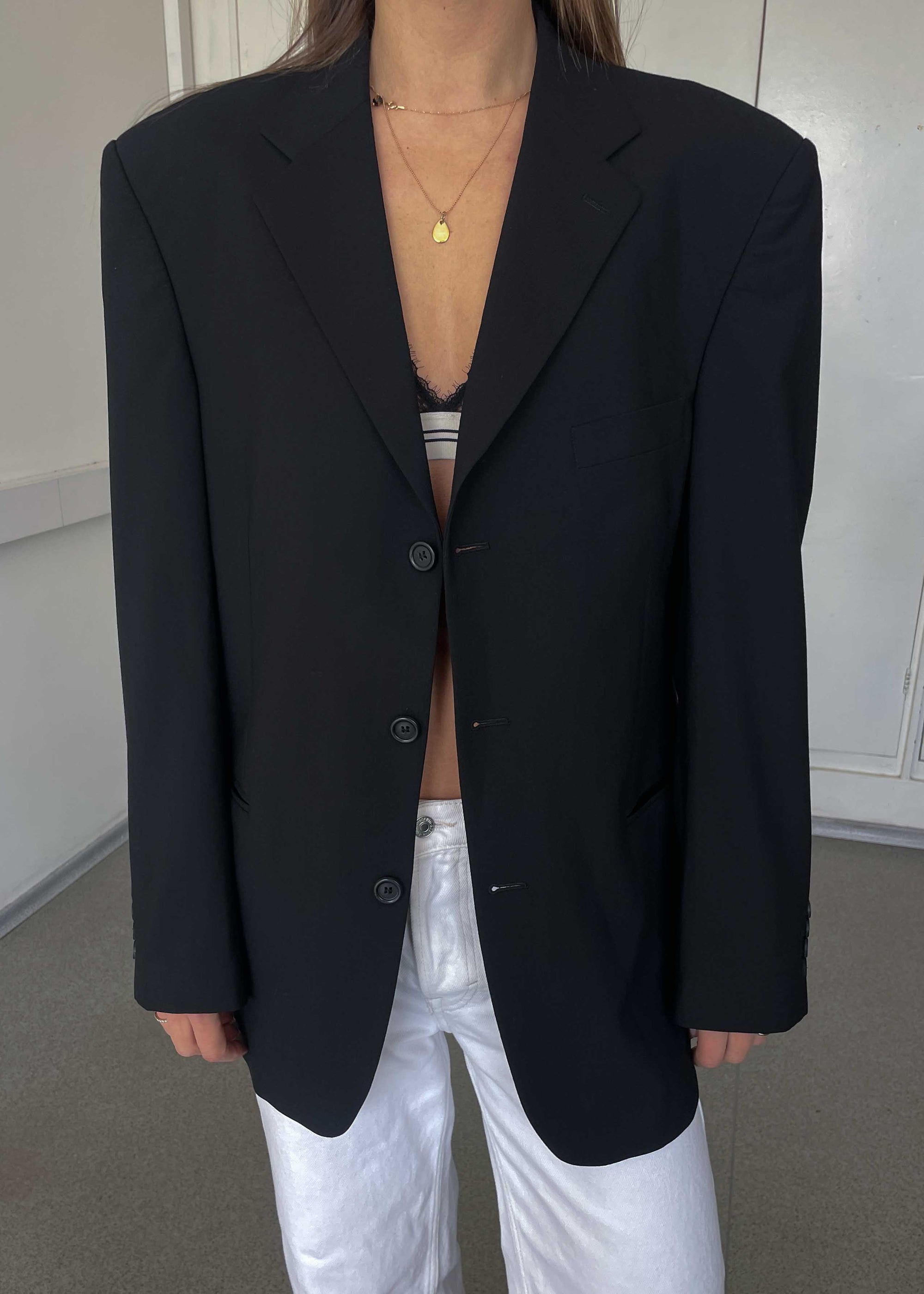 Vintage Black Oversized Blazer by BATISTINI