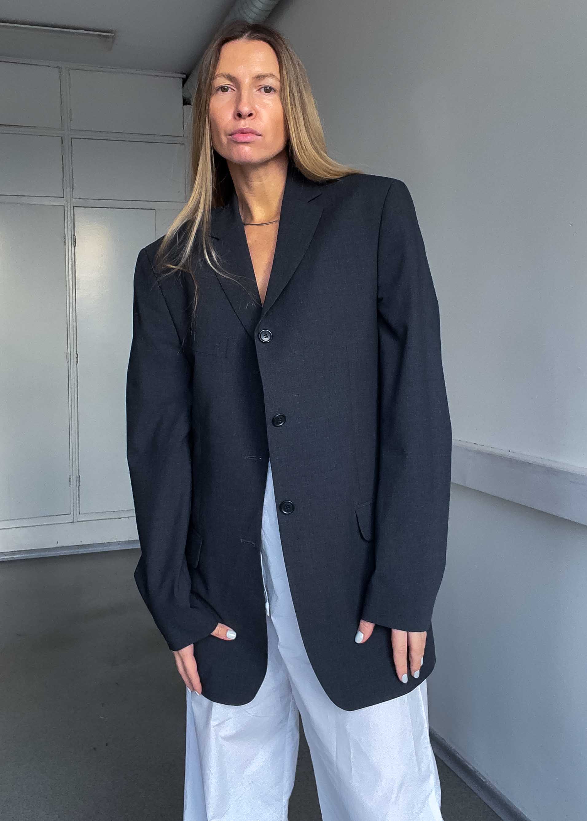 Vintage Dark Grey Oversized Blazer
