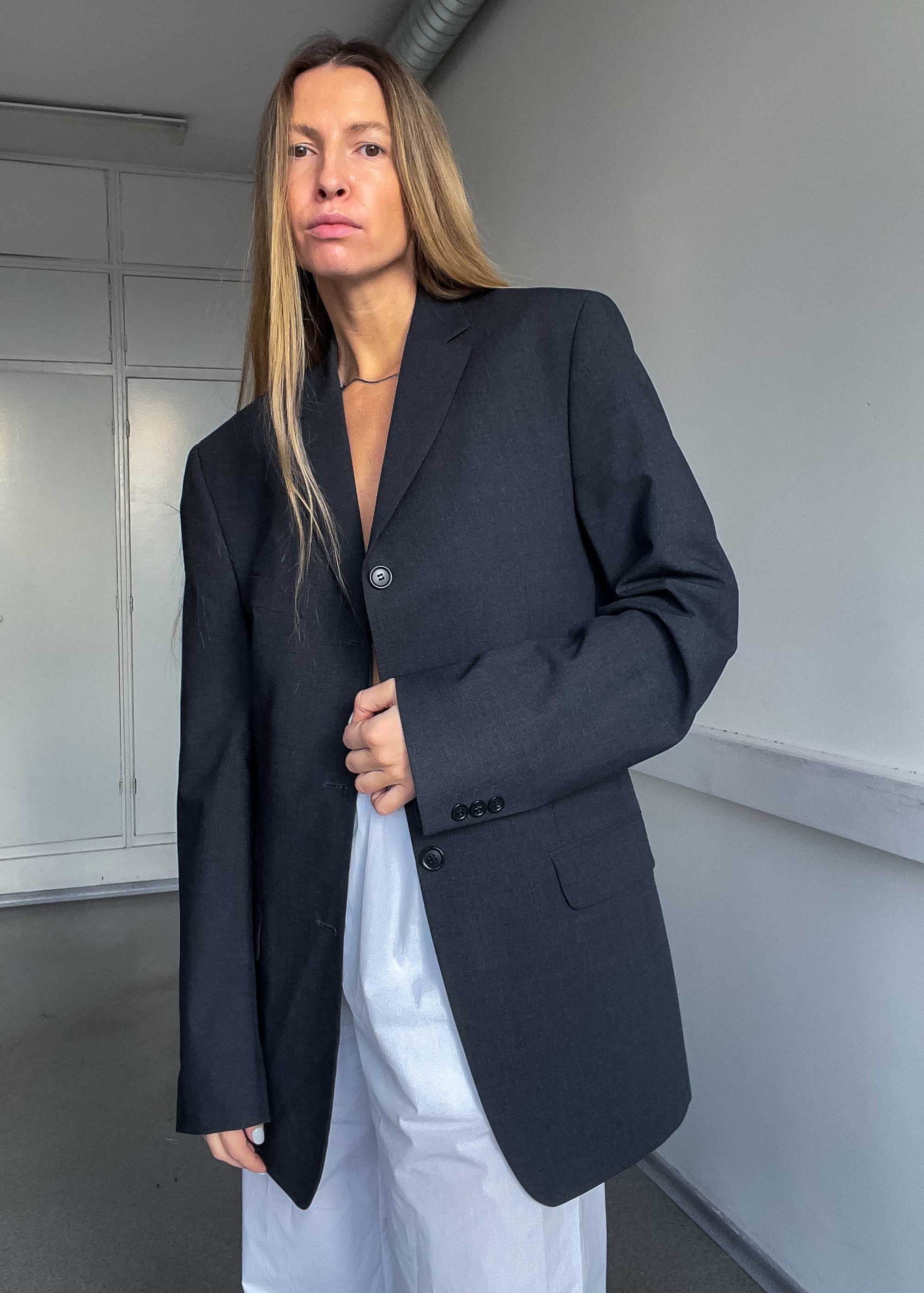 Vintage Dark Grey Oversized Blazer