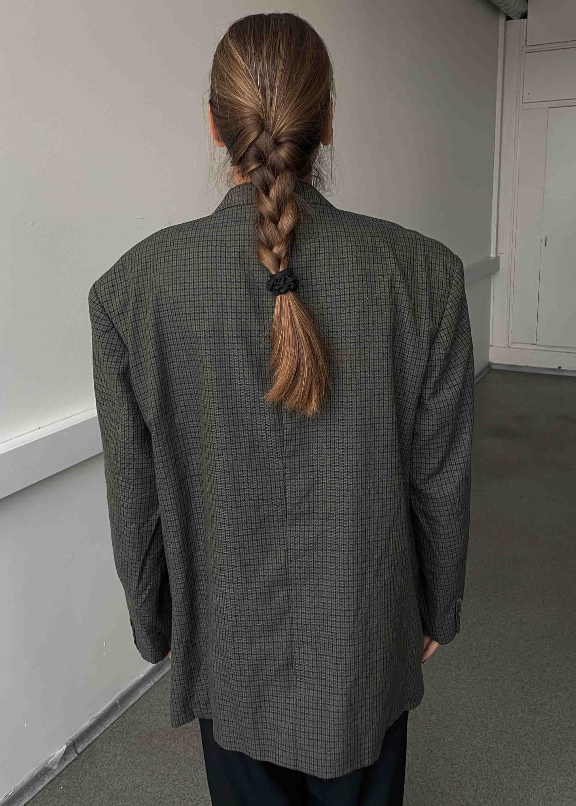 Vintage Green Checked Oversized Blazer