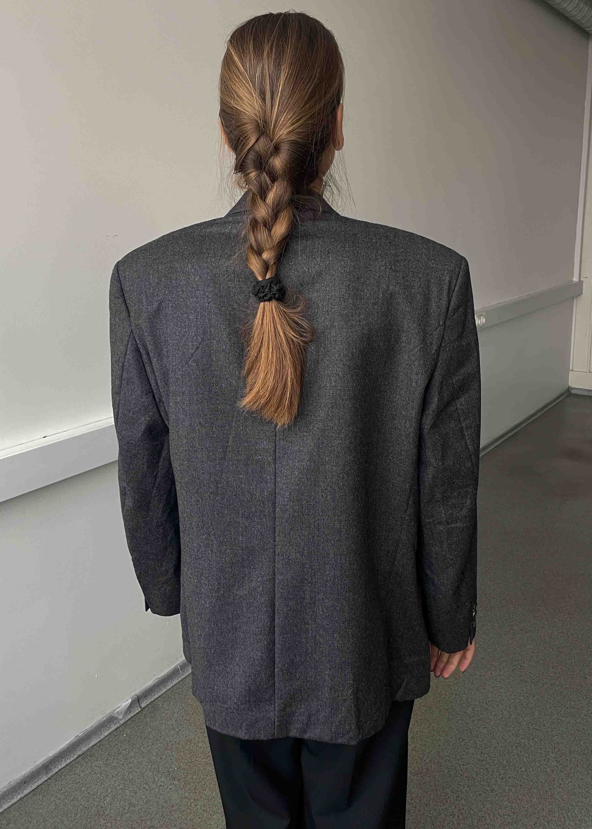 Vintage Grey Brushed Wool Oversized 100% WOOL Blazer