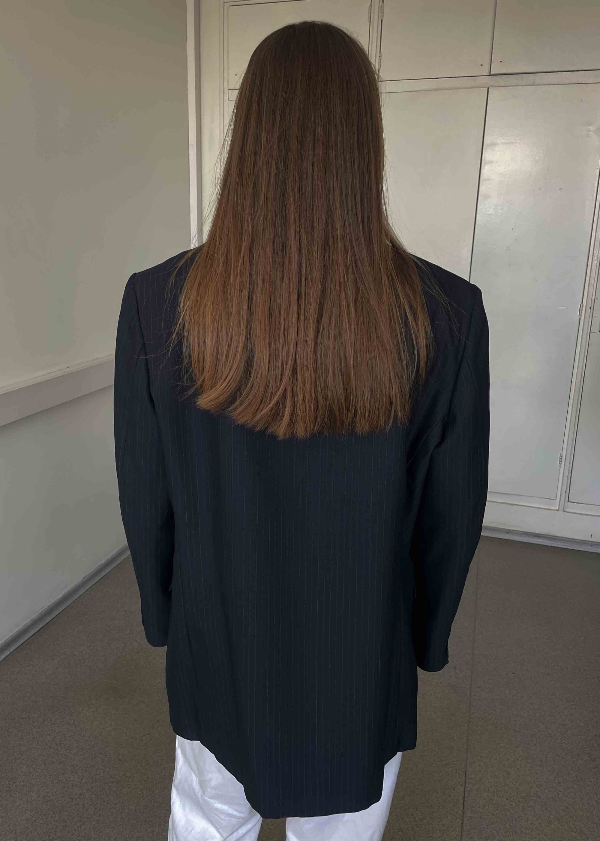 Vintage Navy blue Striped Oversized Double Breasted Blazer