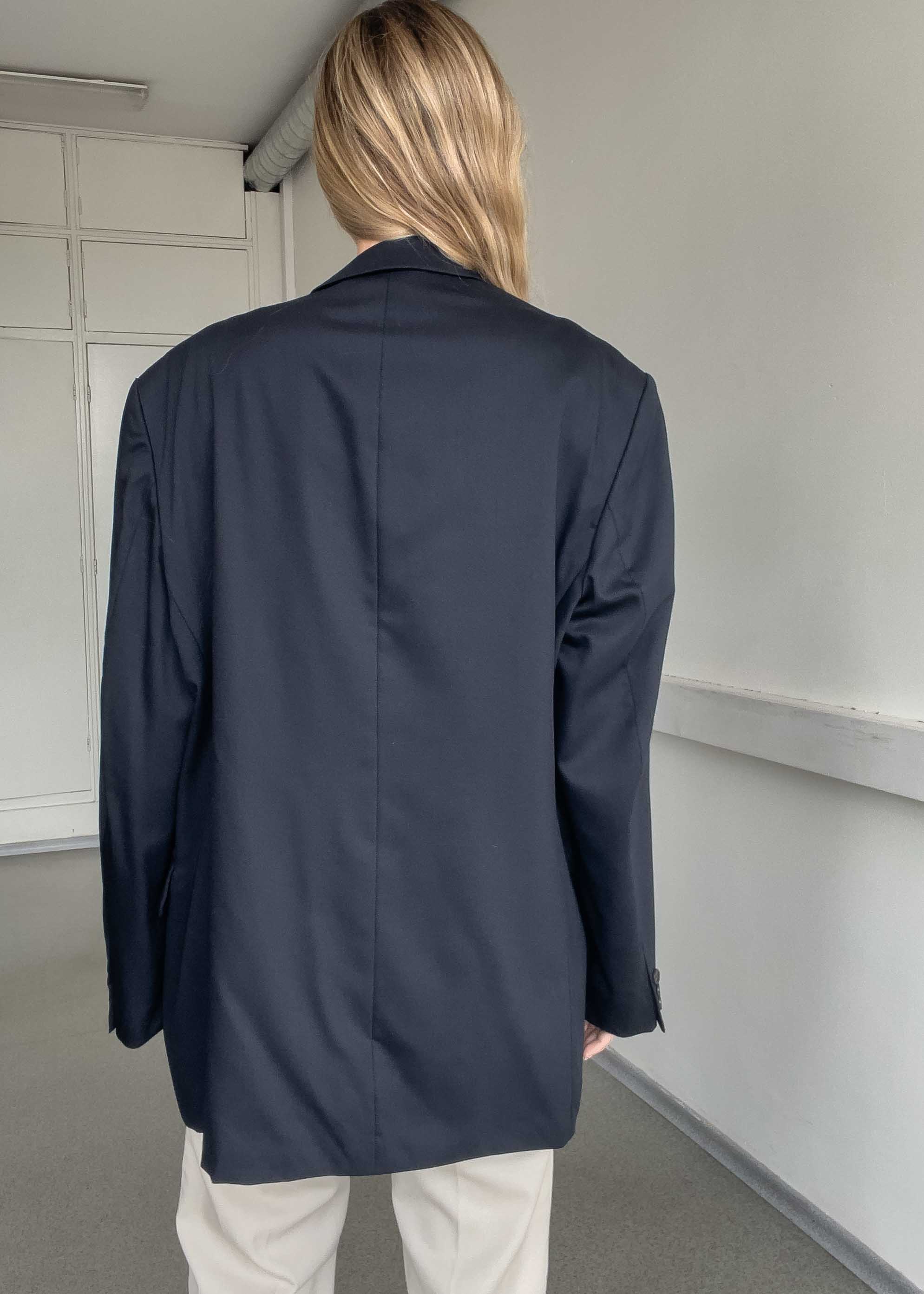 Vintage Blue Oversized Double Breasted Blazer