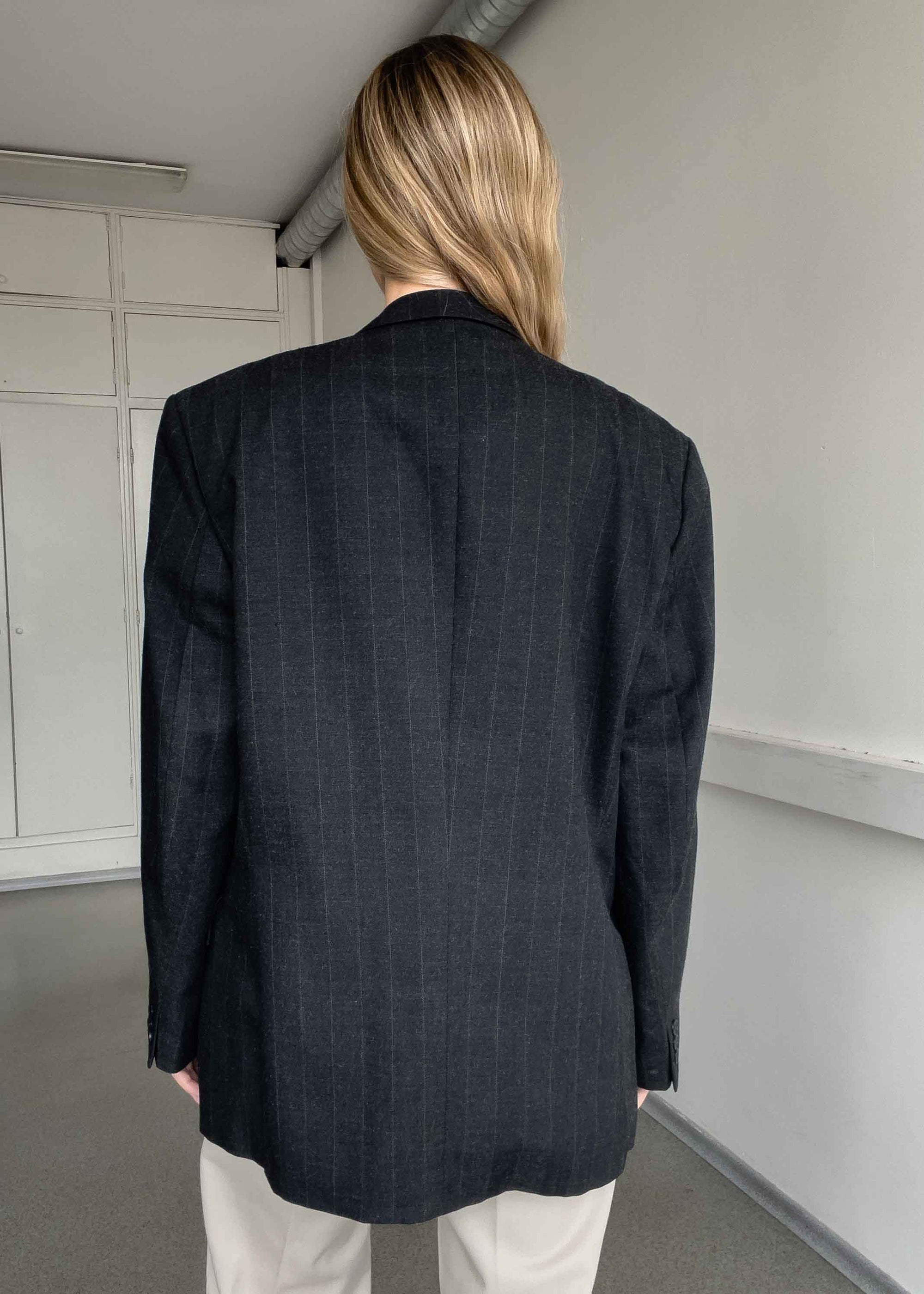 Vintage Grey Oversized Double Breasted Blazer