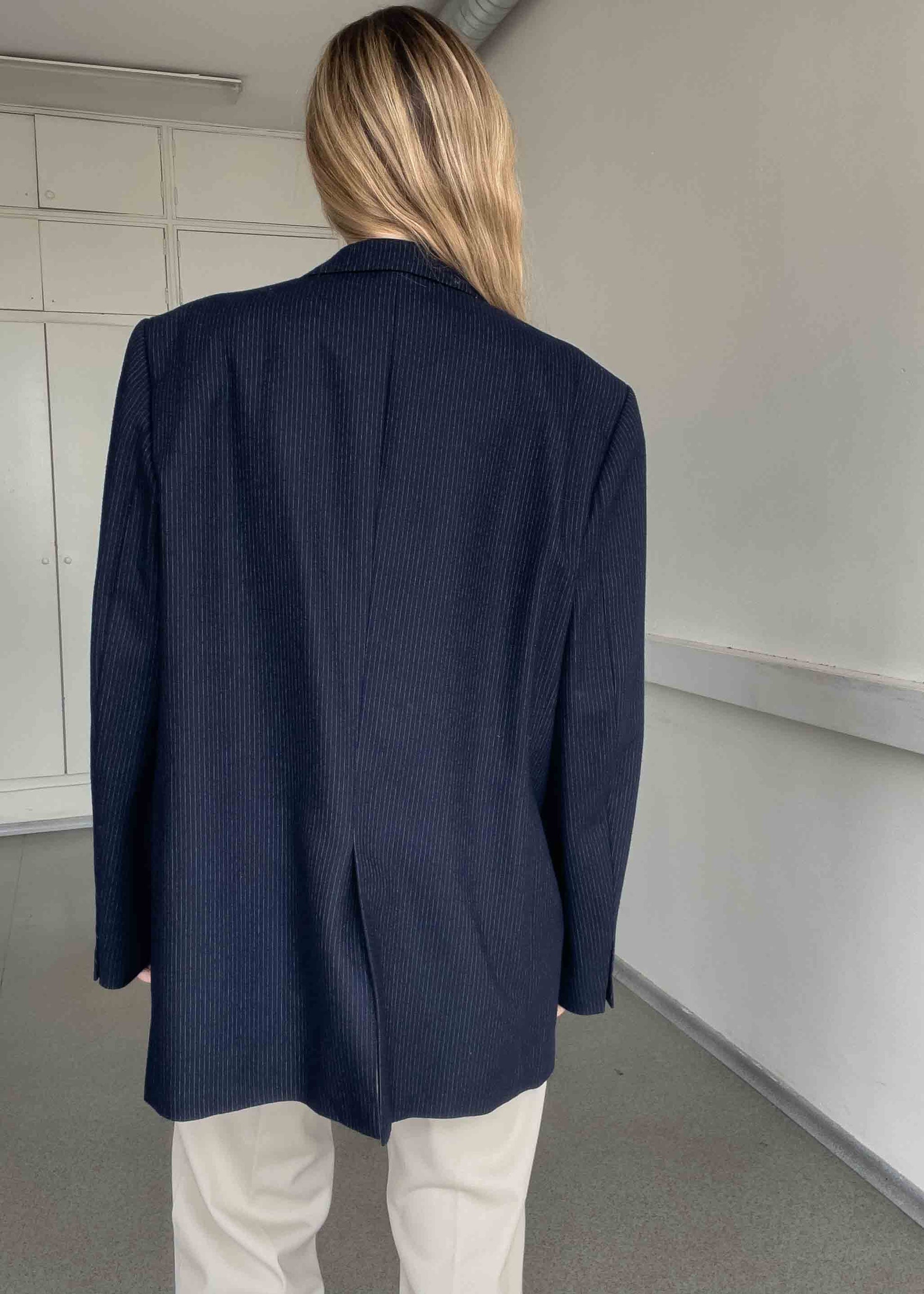 Vintage Blue Stripy Oversized Blazer