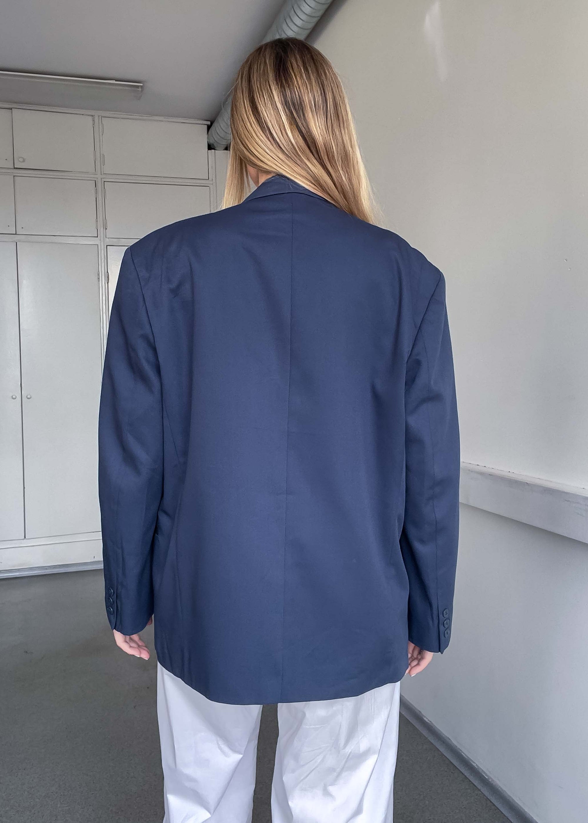 Vintage Blue Oversized Double Breasted Blazer