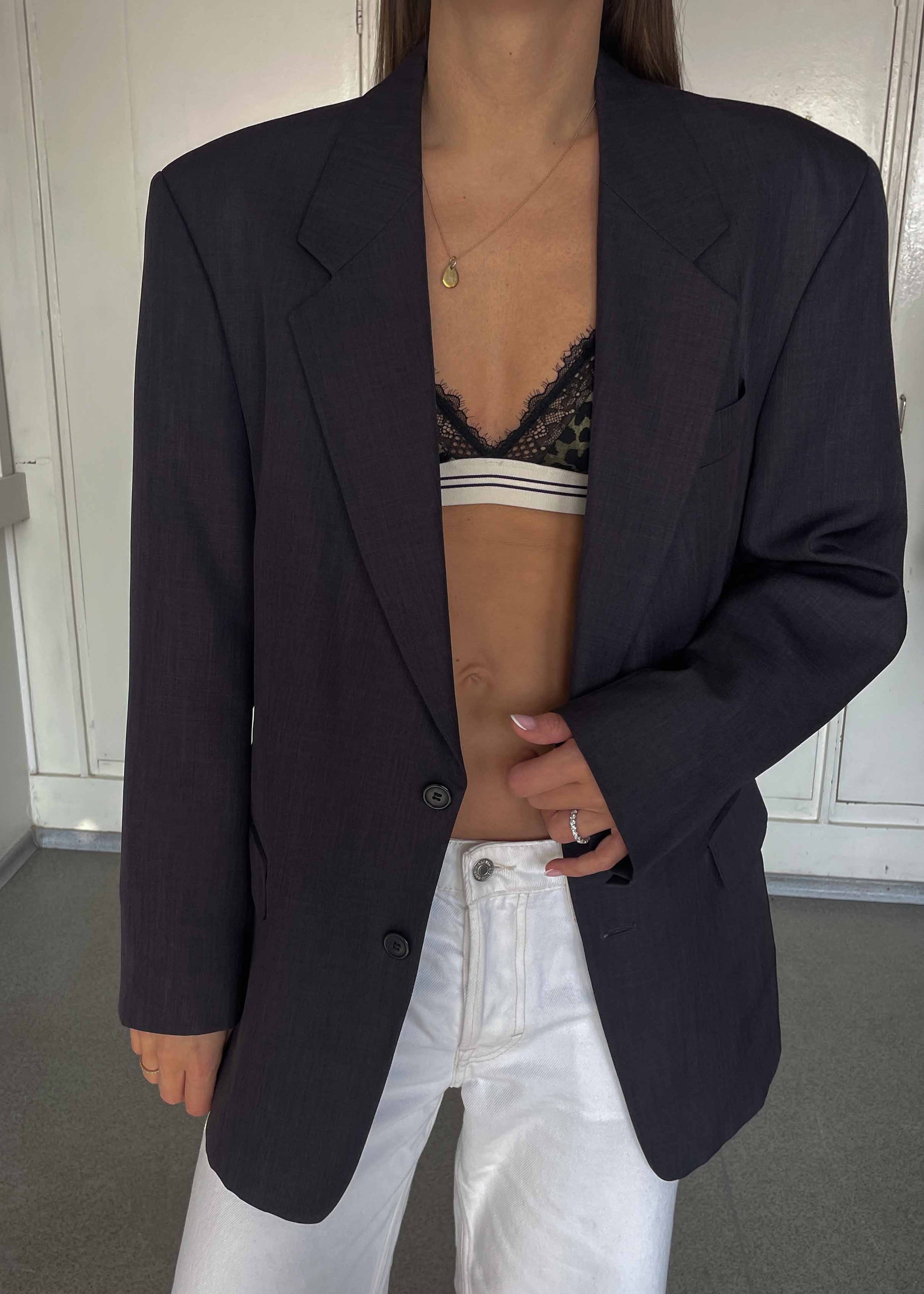 Vintage Grey/ Purple Oversized Blazer