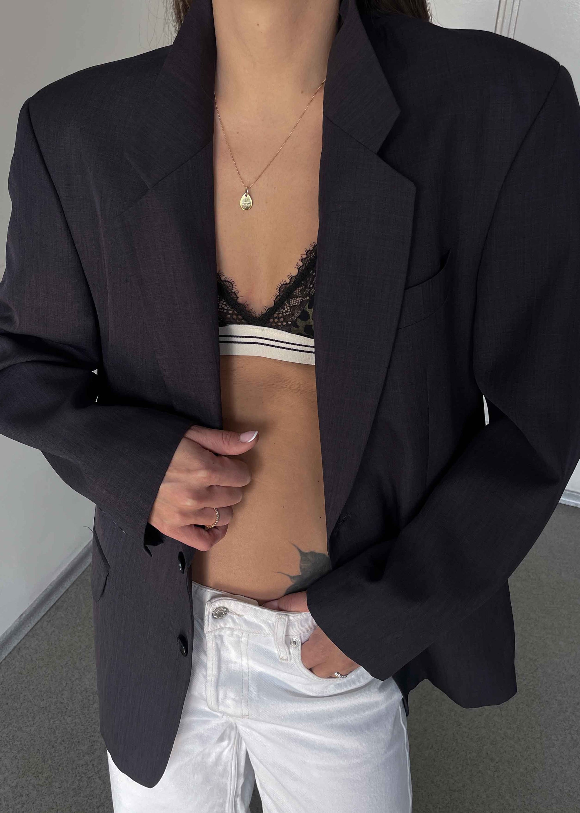 Vintage Grey/ Purple Oversized Blazer