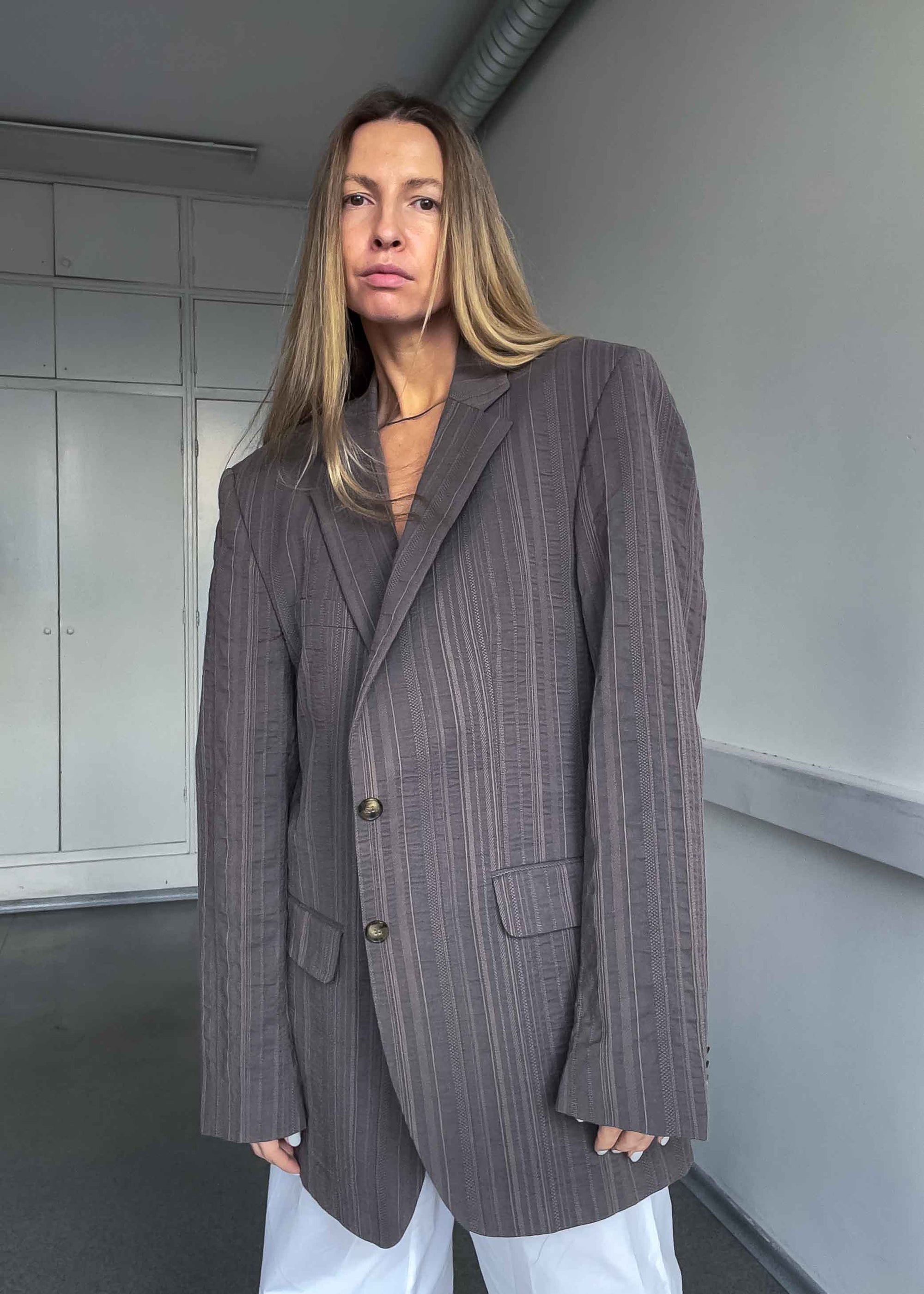 Vintage Brown Patterned Oversized Blazer