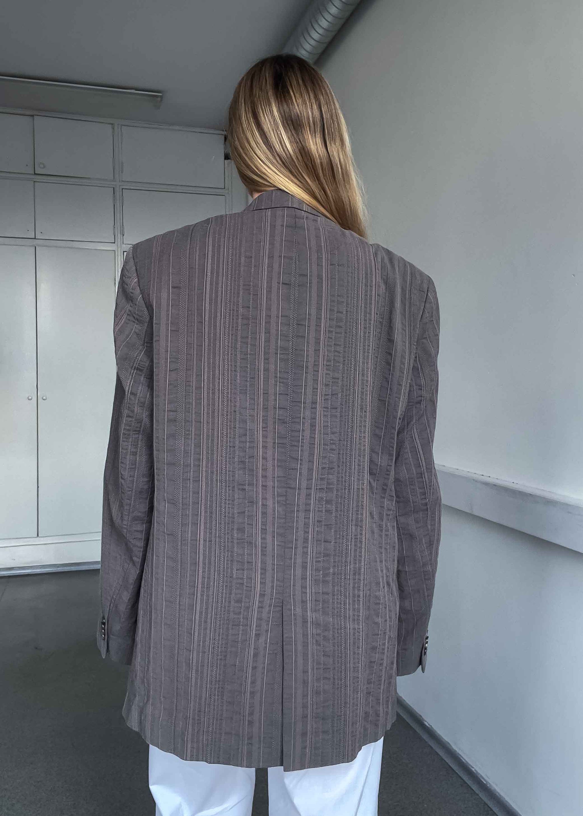 Vintage Brown Patterned Oversized Blazer