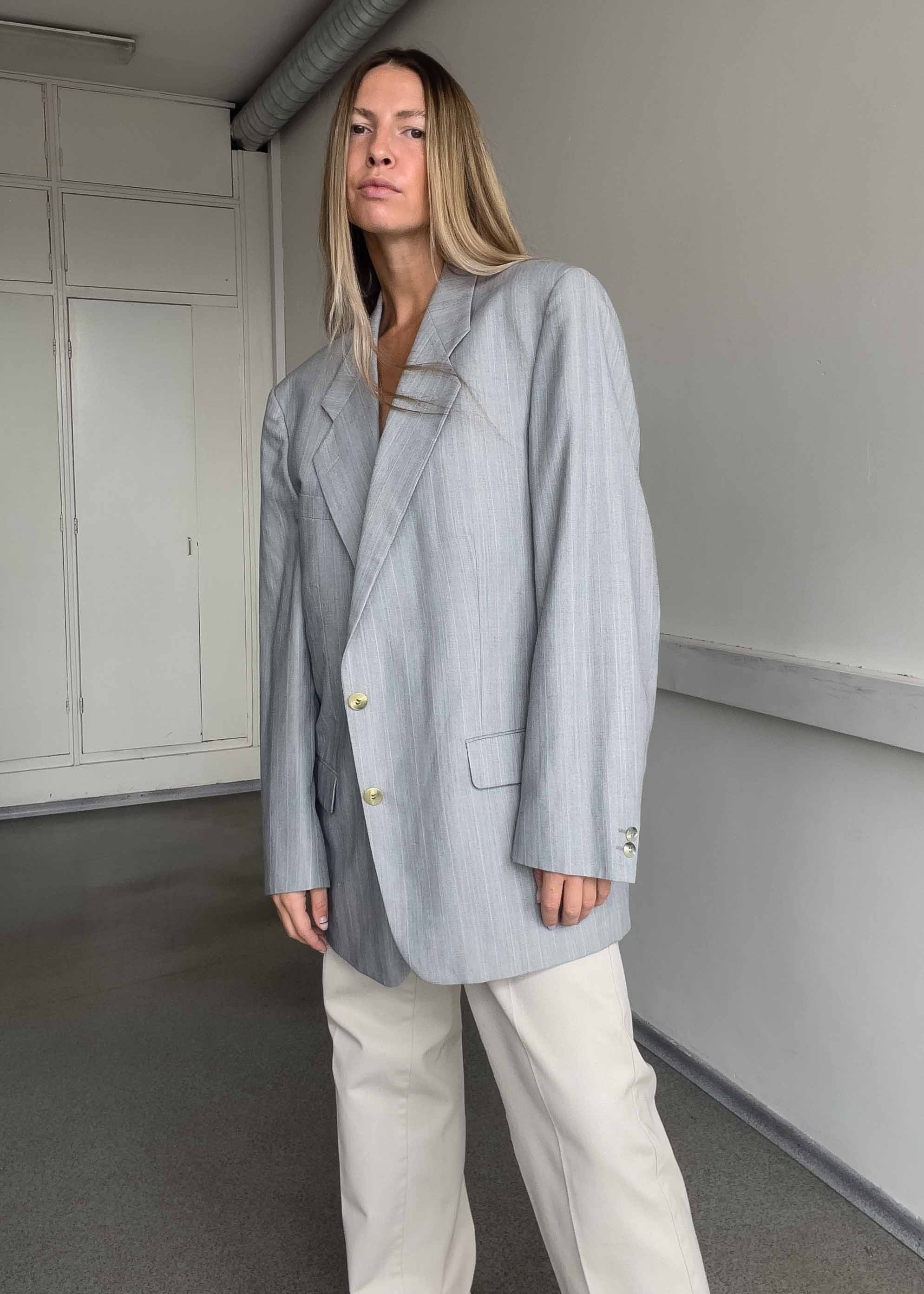Vintage Light Grey Oversized Blazer