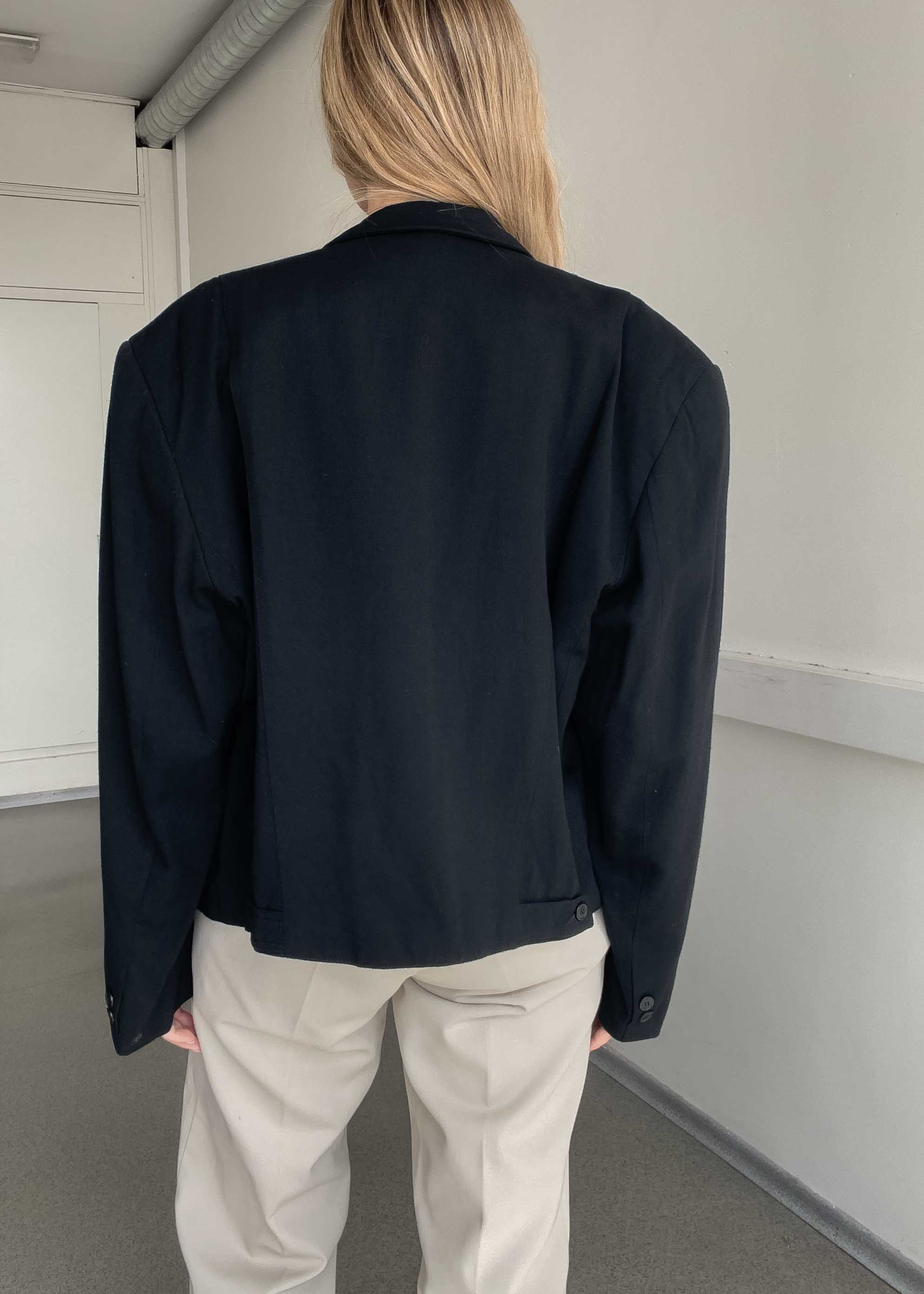 Vintage Black Crop Double Breasted Blazer