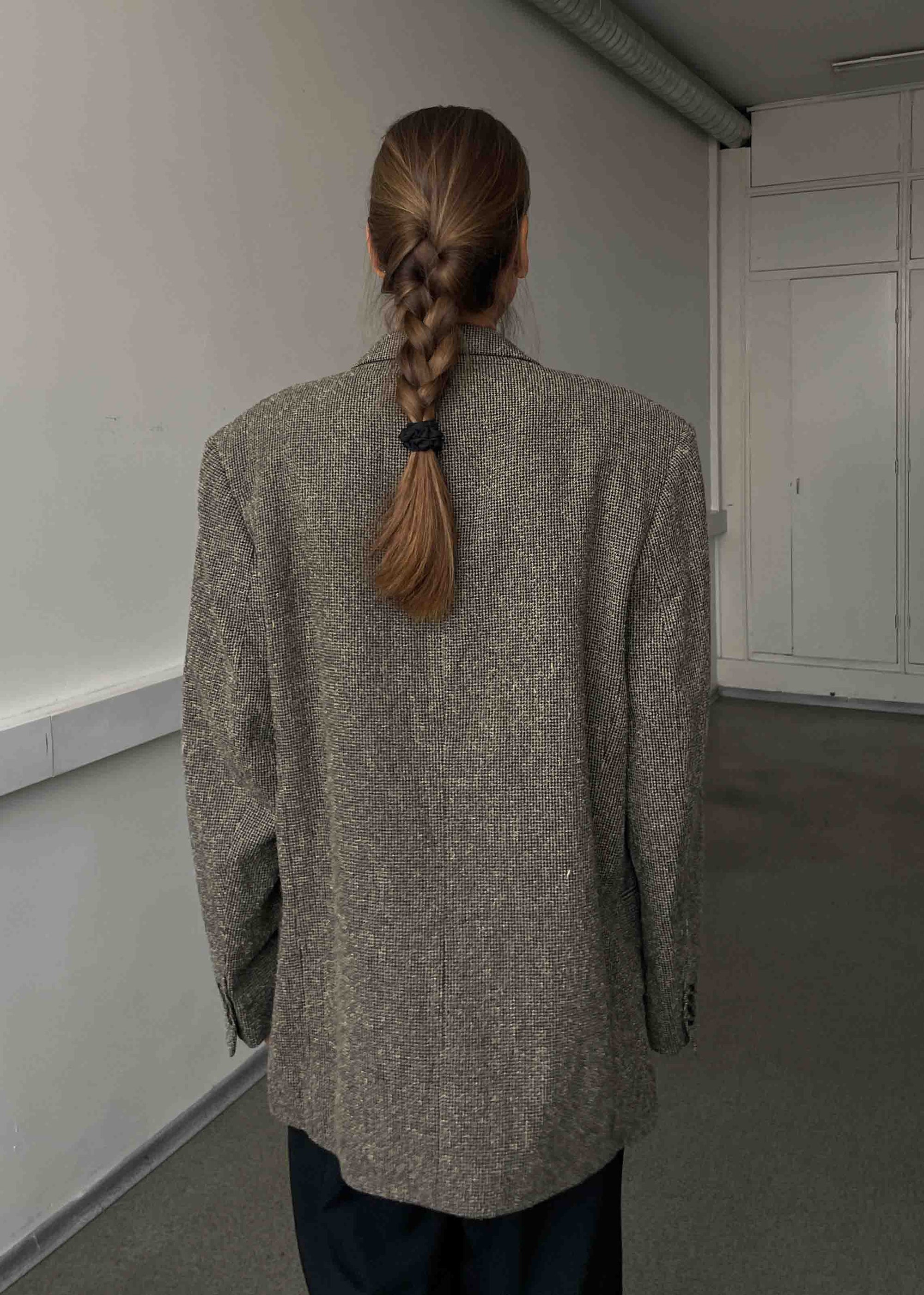 Vintage Grey Patterned Oversized Blazer