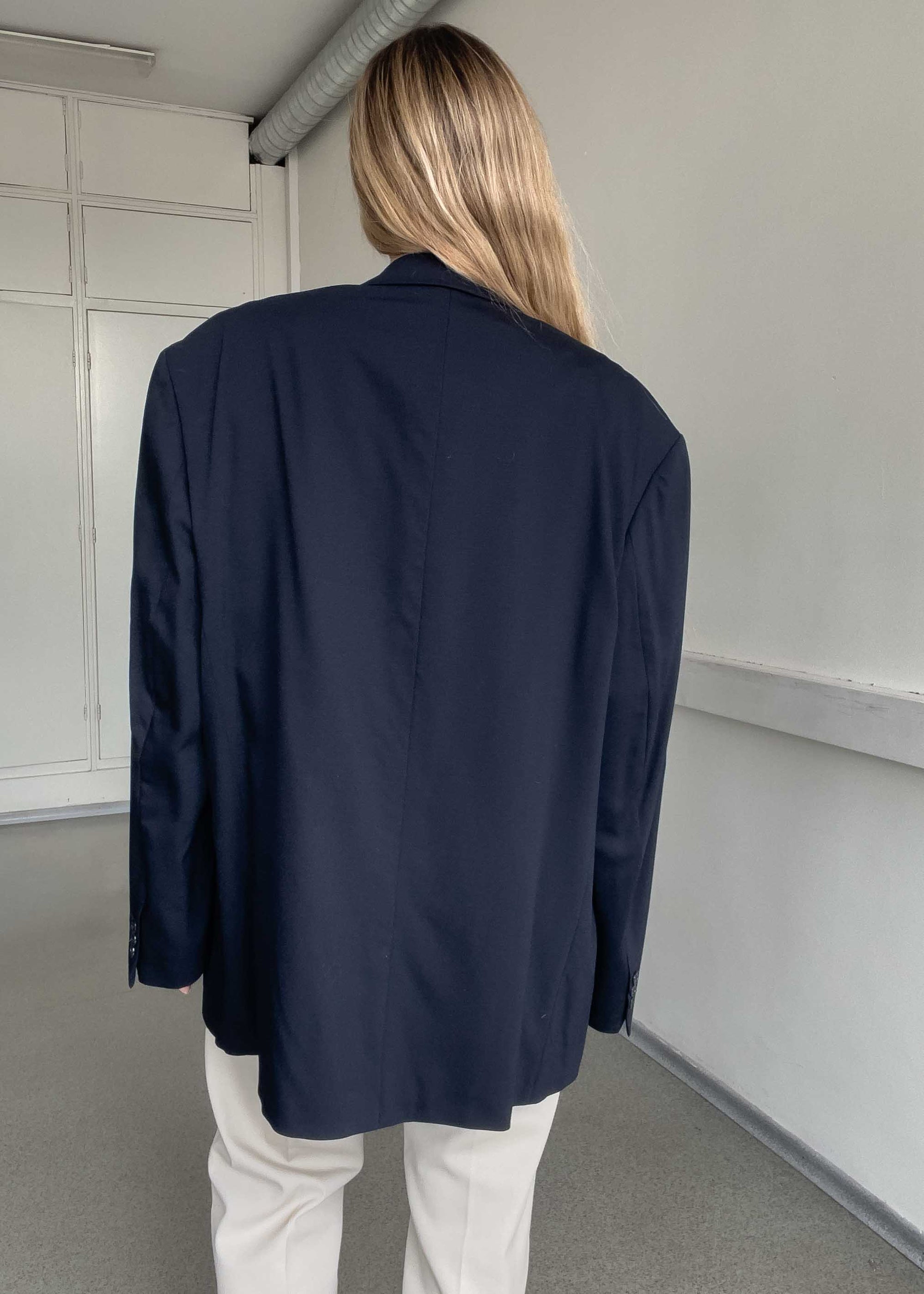 Vintage Blue Oversized Double Breasted Blazer