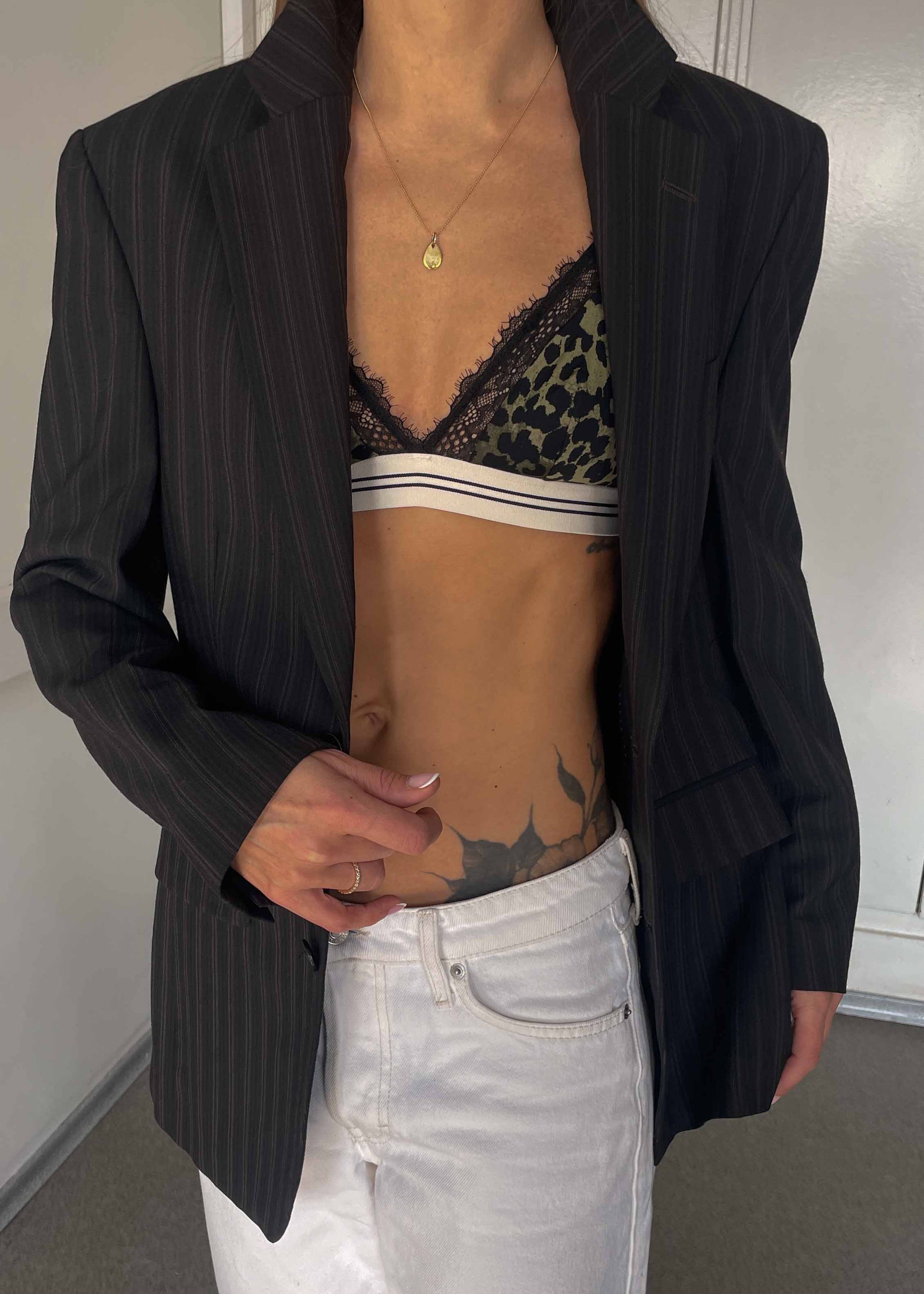 Vintage Black / Brown Striped Smaller Fit Blazer