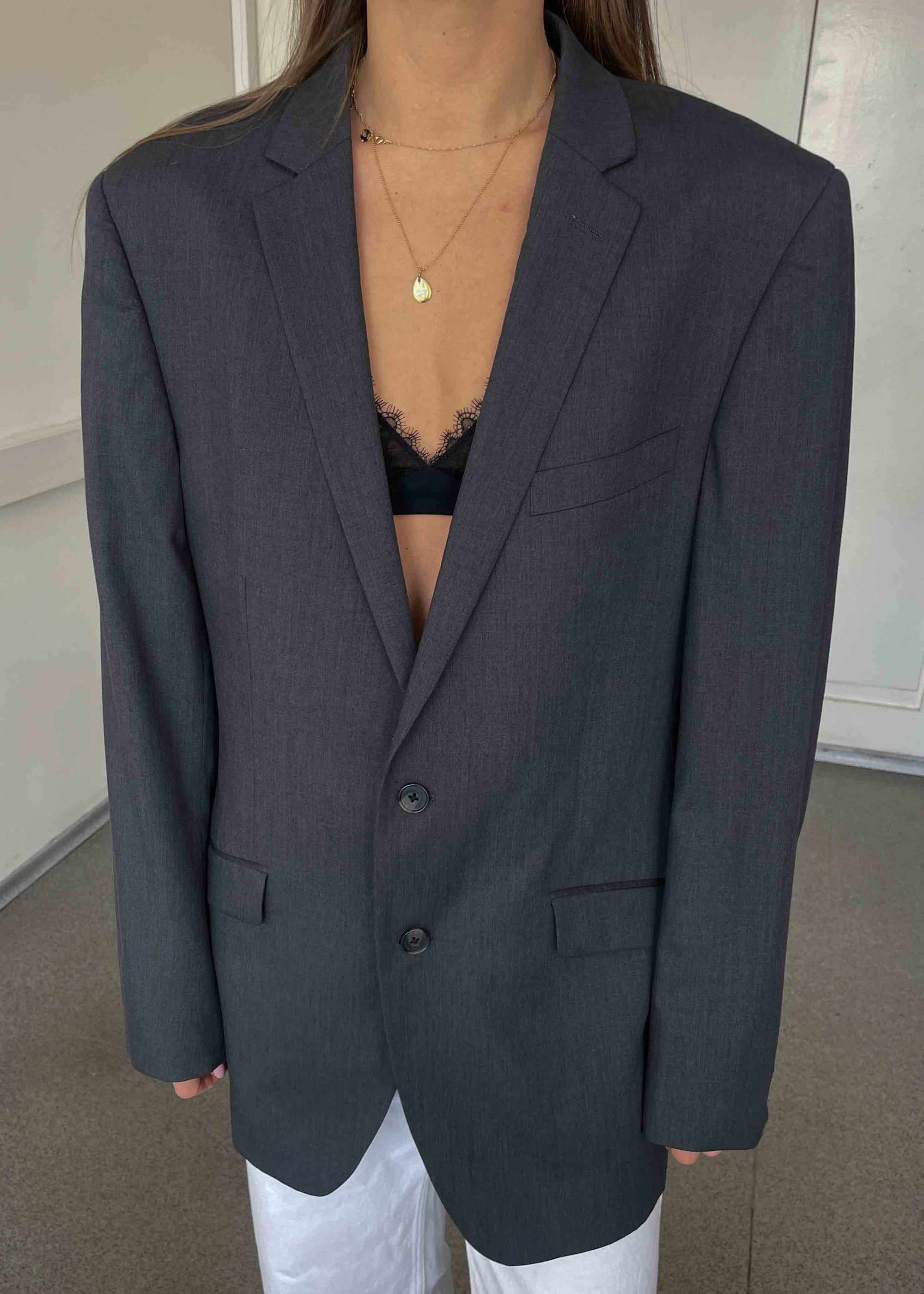 Vintage Grey Oversized Blazer