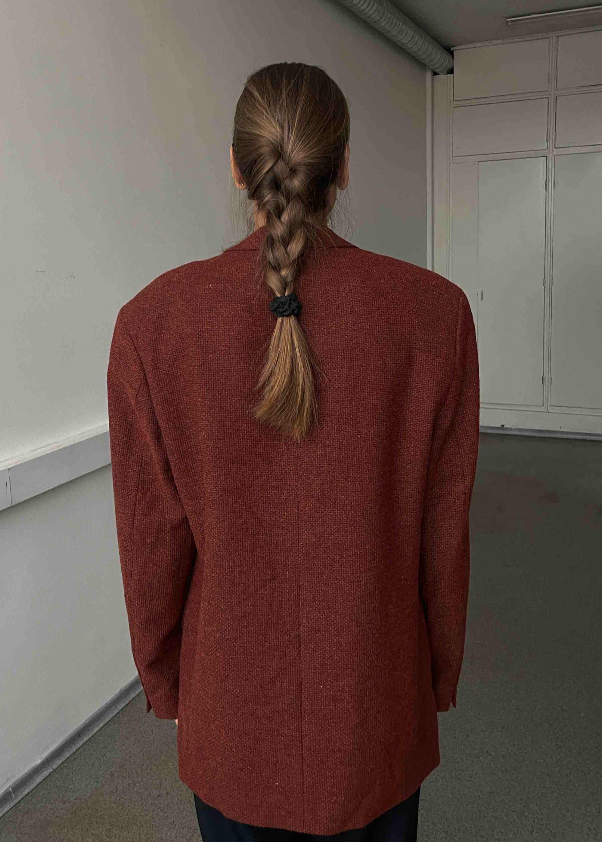 Vintage Red Patterned Oversized Blazer