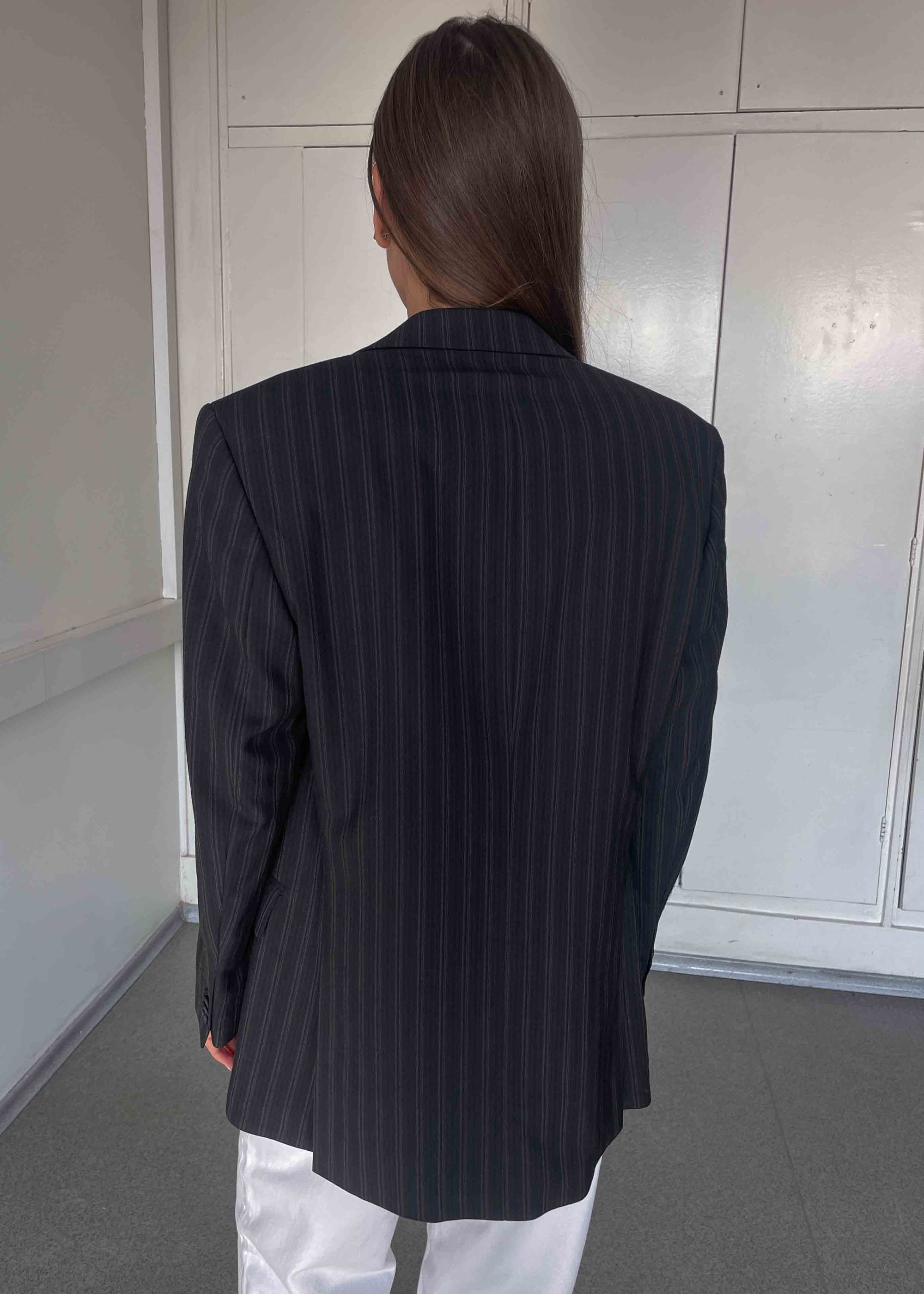 Vintage Black / Brown Striped Smaller Fit Blazer