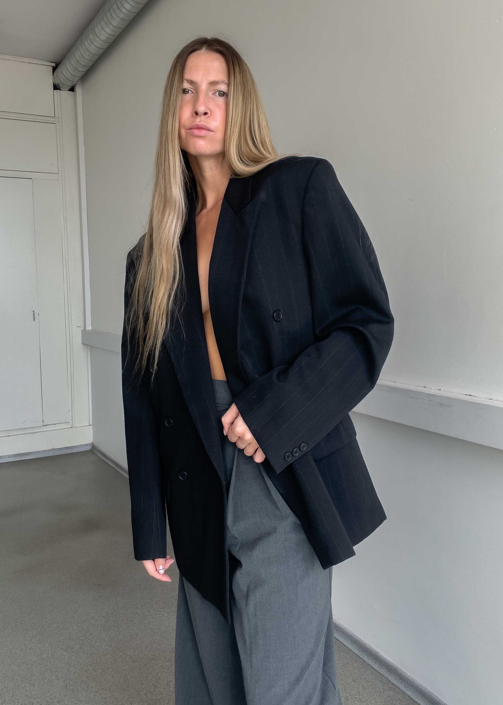 Vintage Black Oversized Double Breasted Blazer