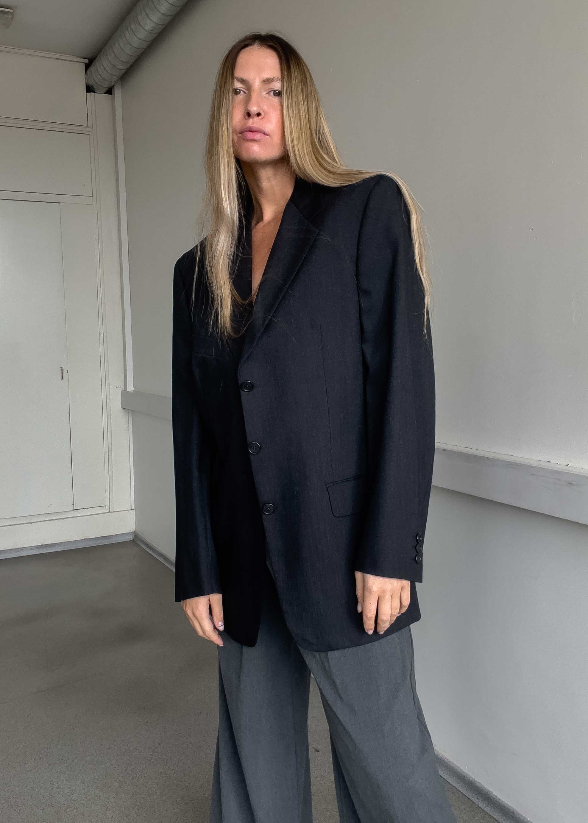 Vintage Dark Grey Oversized Blazer