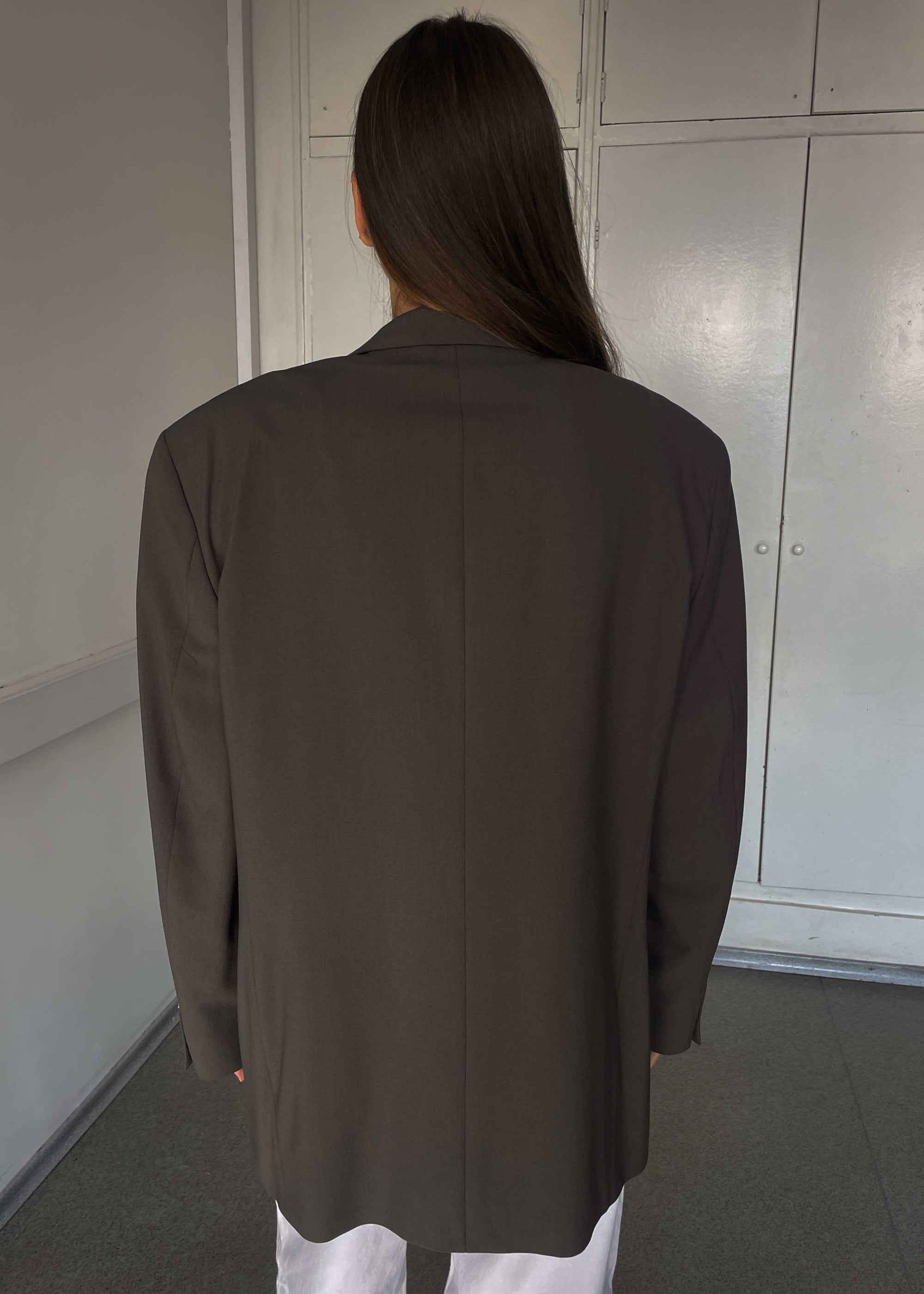 Vintage Khaki Green Oversized Blazer by BATISTINI