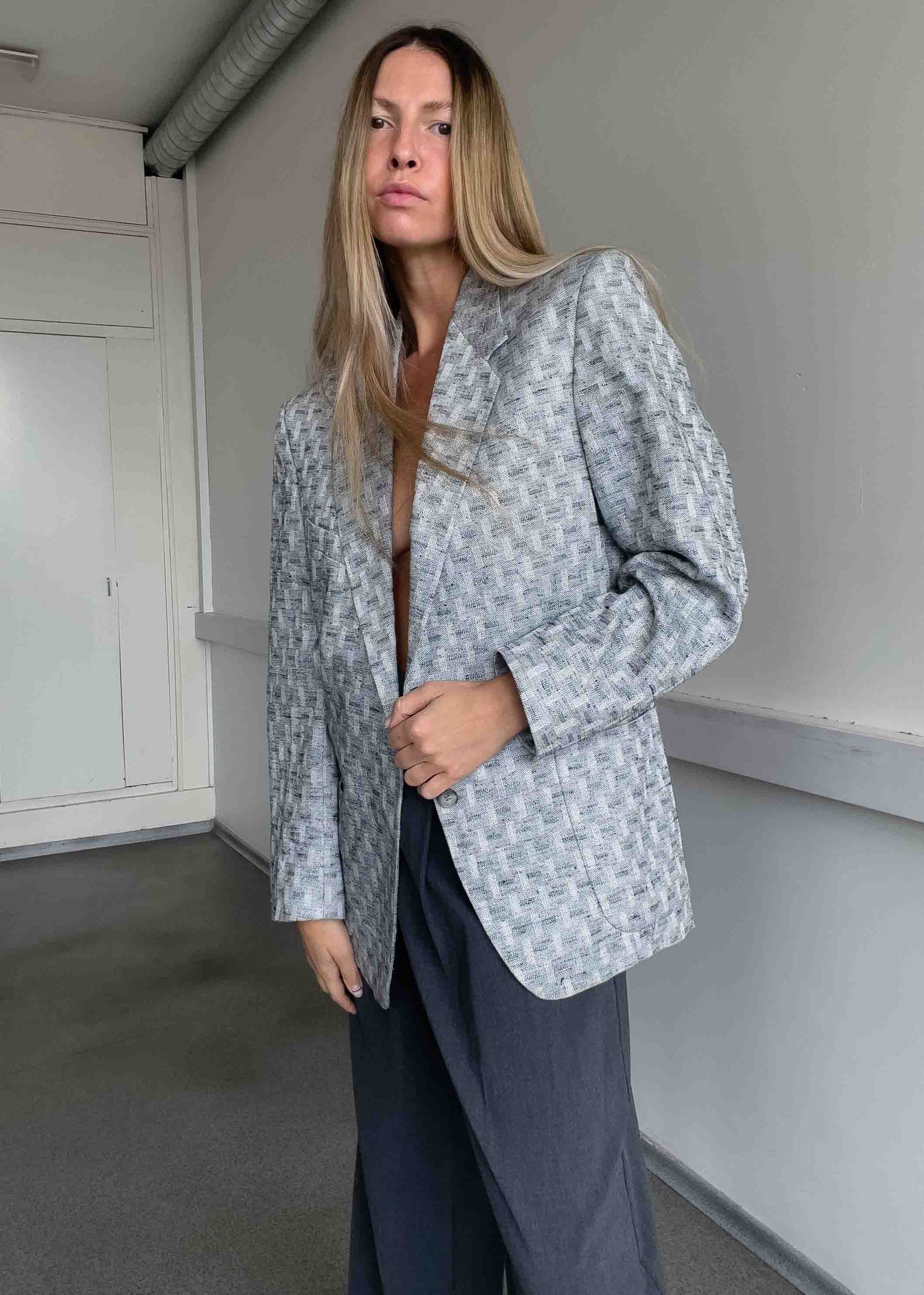 Vintage Light Grey Oversized Blazer