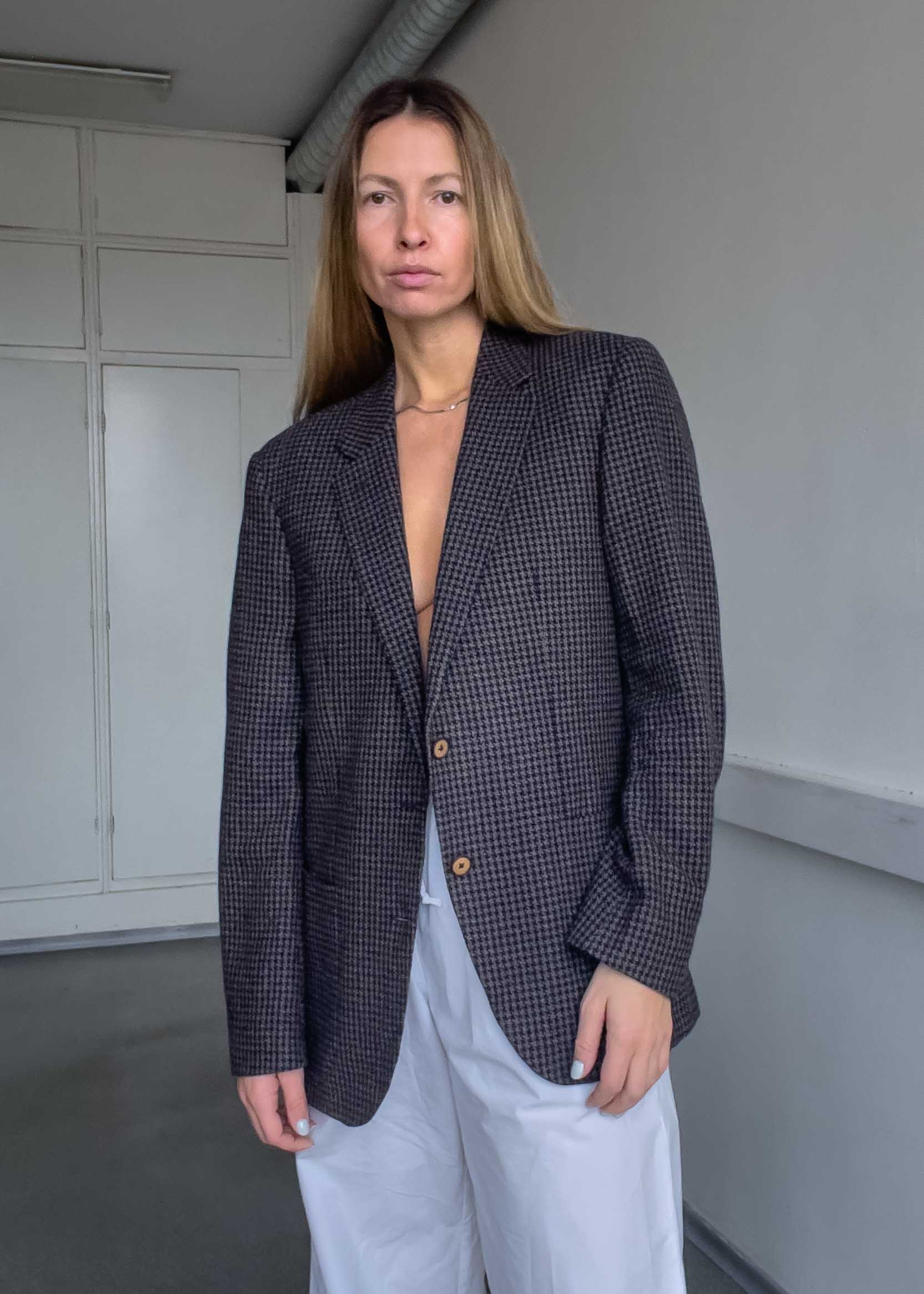 Vintage TOMMY HILFIGER Dogtooth Print Oversized Blazer