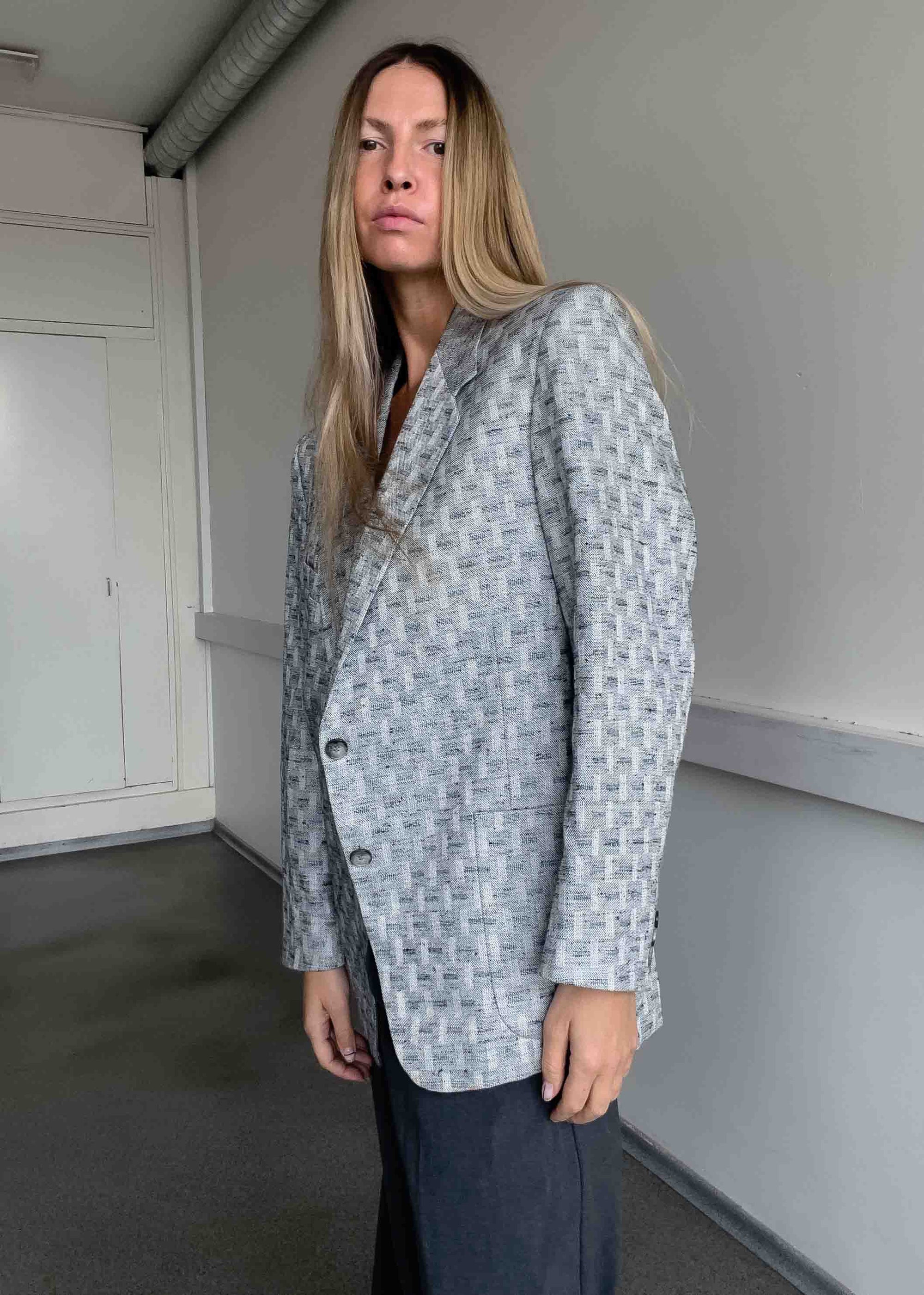 Vintage Light Grey Oversized Blazer