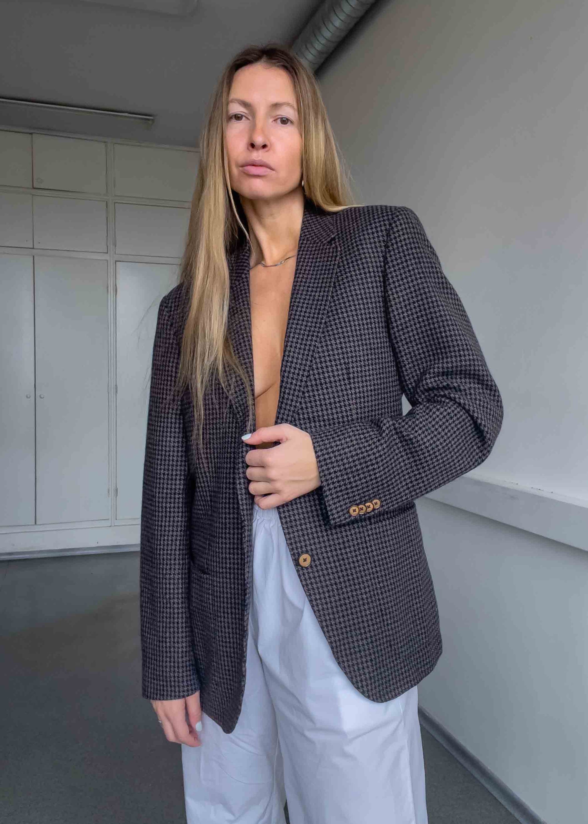 Vintage TOMMY HILFIGER Dogtooth Print Oversized Blazer