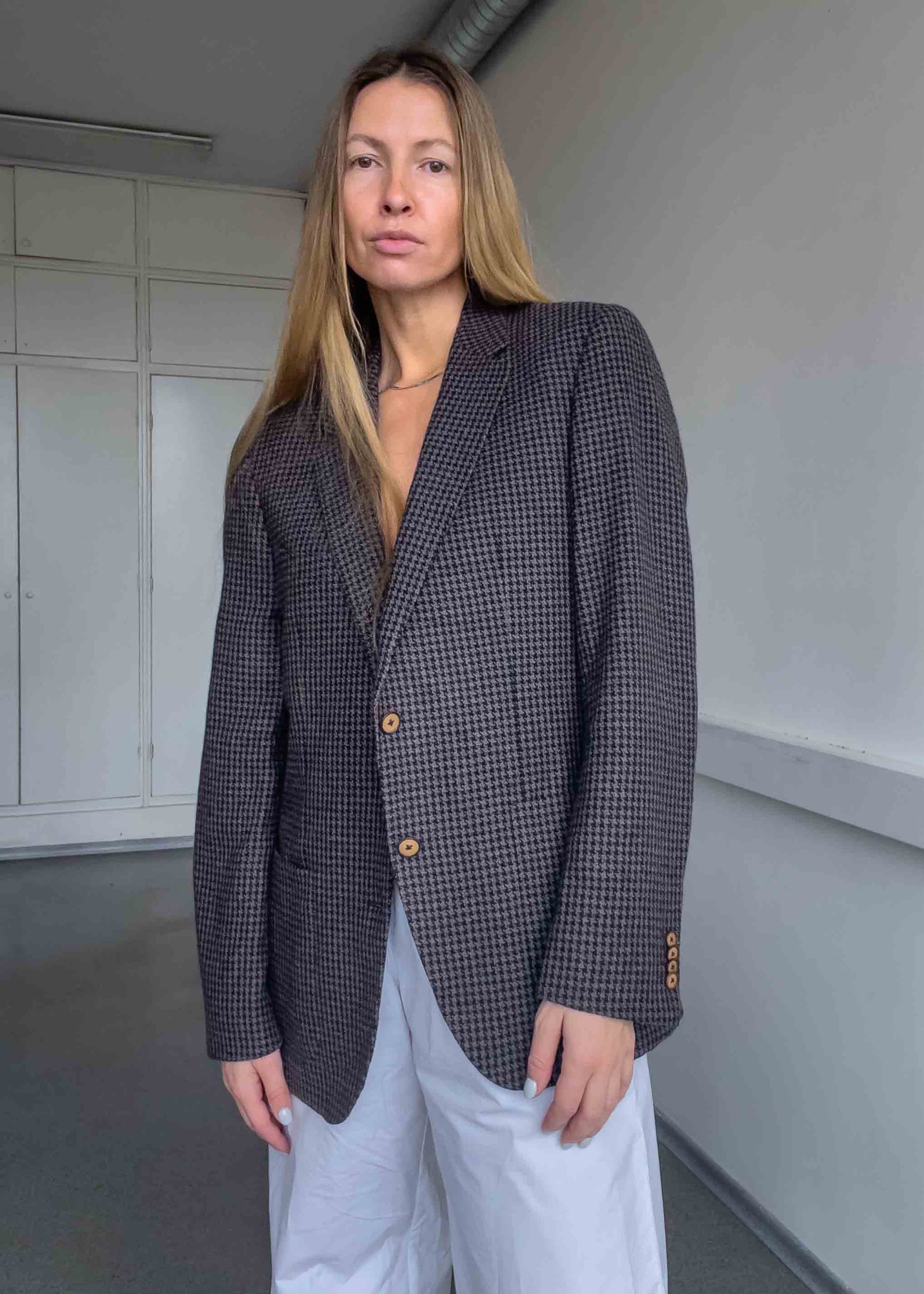 Vintage TOMMY HILFIGER Dogtooth Print Oversized Blazer